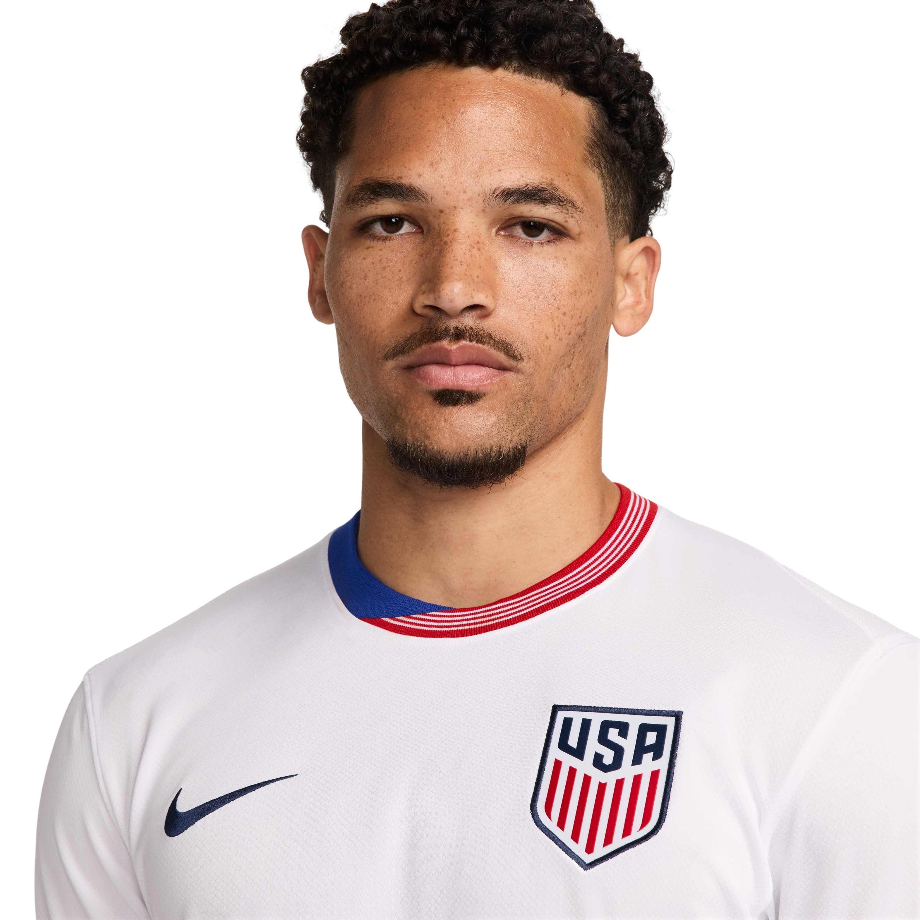 Nike Men's USMNT 2024 Stadium Home Dri-FIT Soccer Replica Jersey - White - WHITE Thumbnail View 3