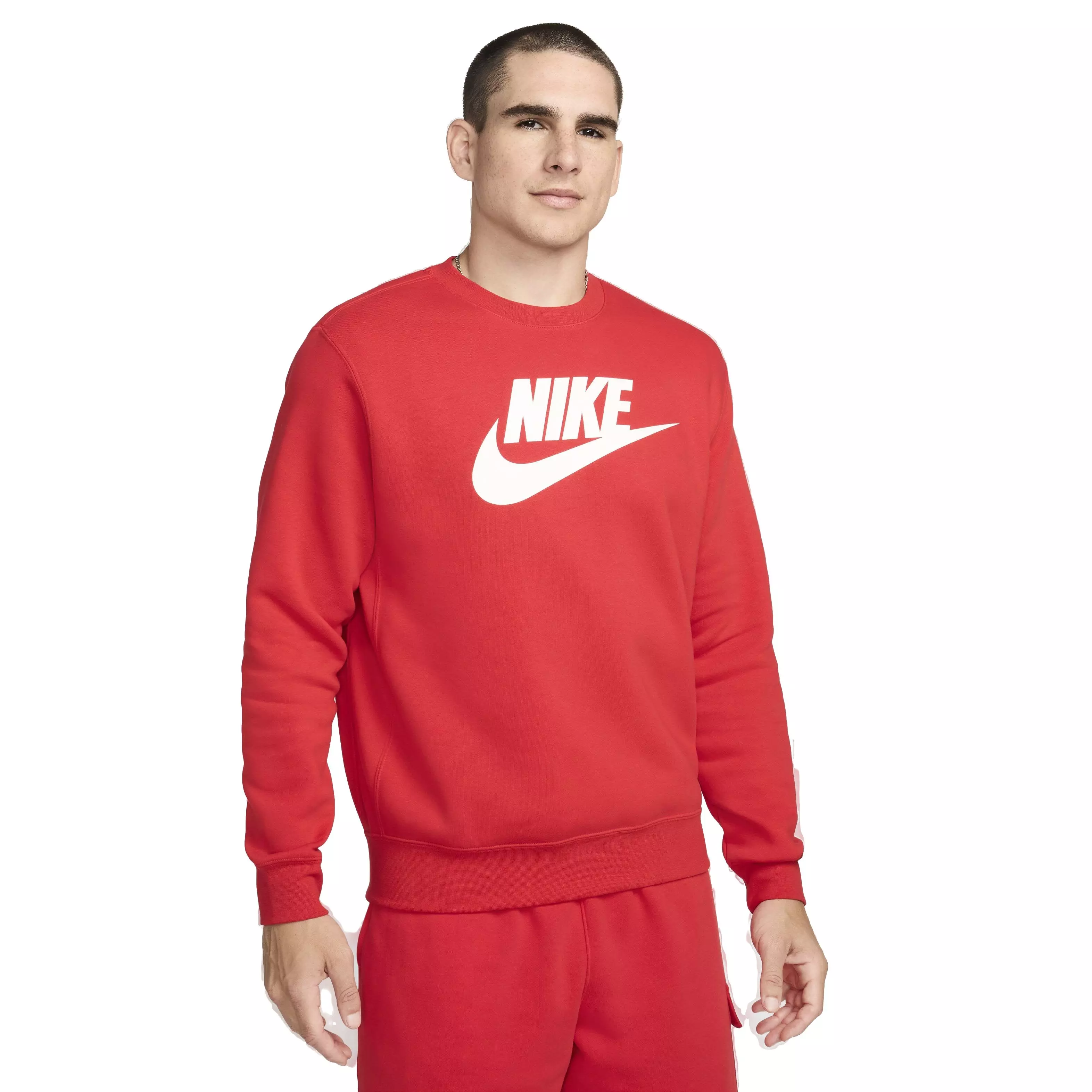 Nike Men's Sportswear Club Fleece Graphic Crew - RED