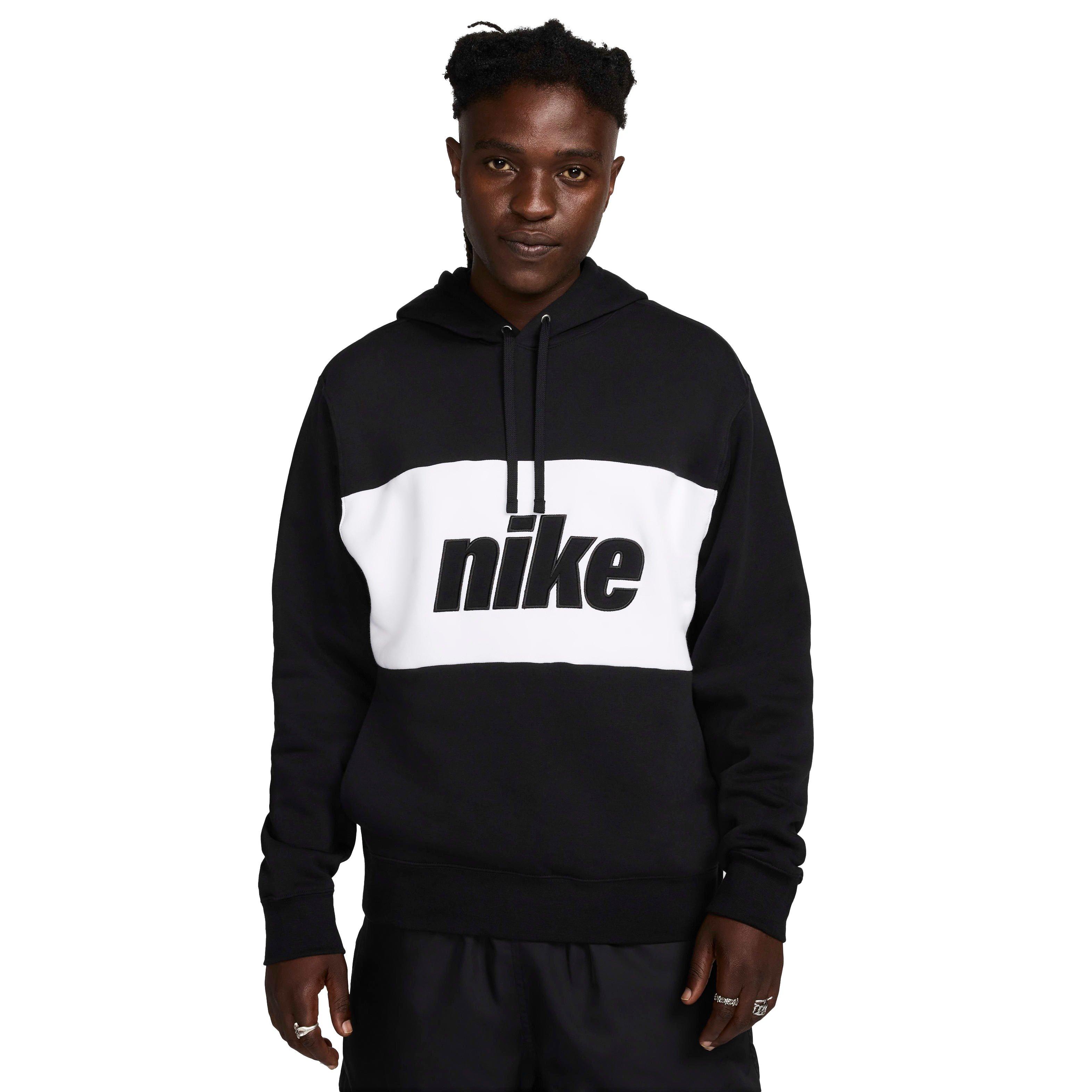 Nike Men's Sportswear Colorblock 2.0 Pullover Hoodie - BLACK/WHITE Thumbnail View 1