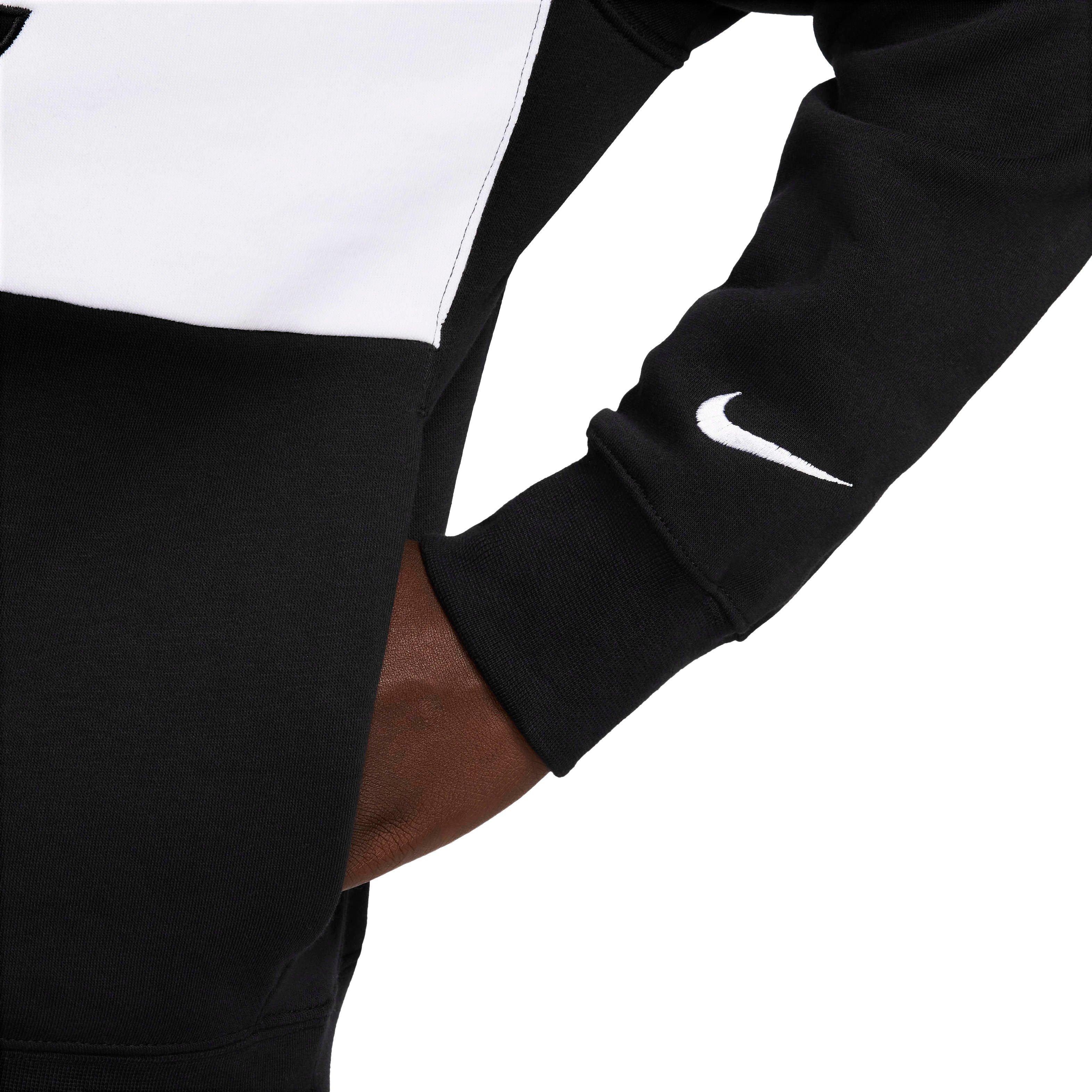 Nike Men's Sportswear Colorblock 2.0 Pullover Hoodie - BLACK/WHITE Thumbnail View 5