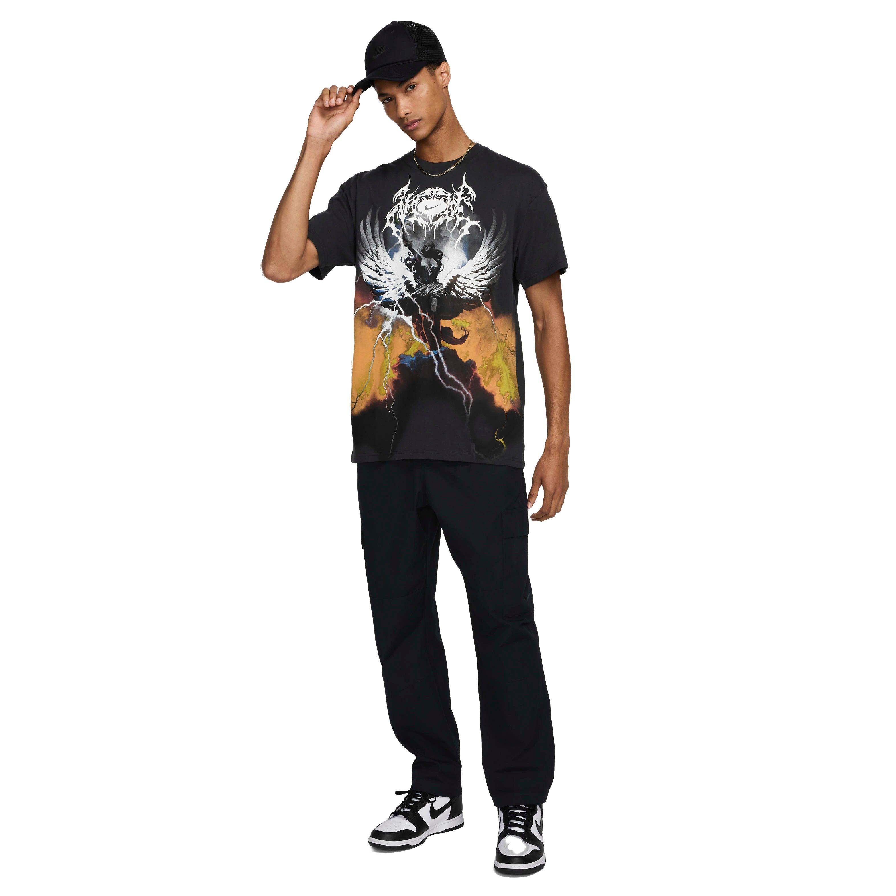 Nike Men's Sportswear Short Sleeve Max90 T-Shirt - Black - BLACK Thumbnail View 5