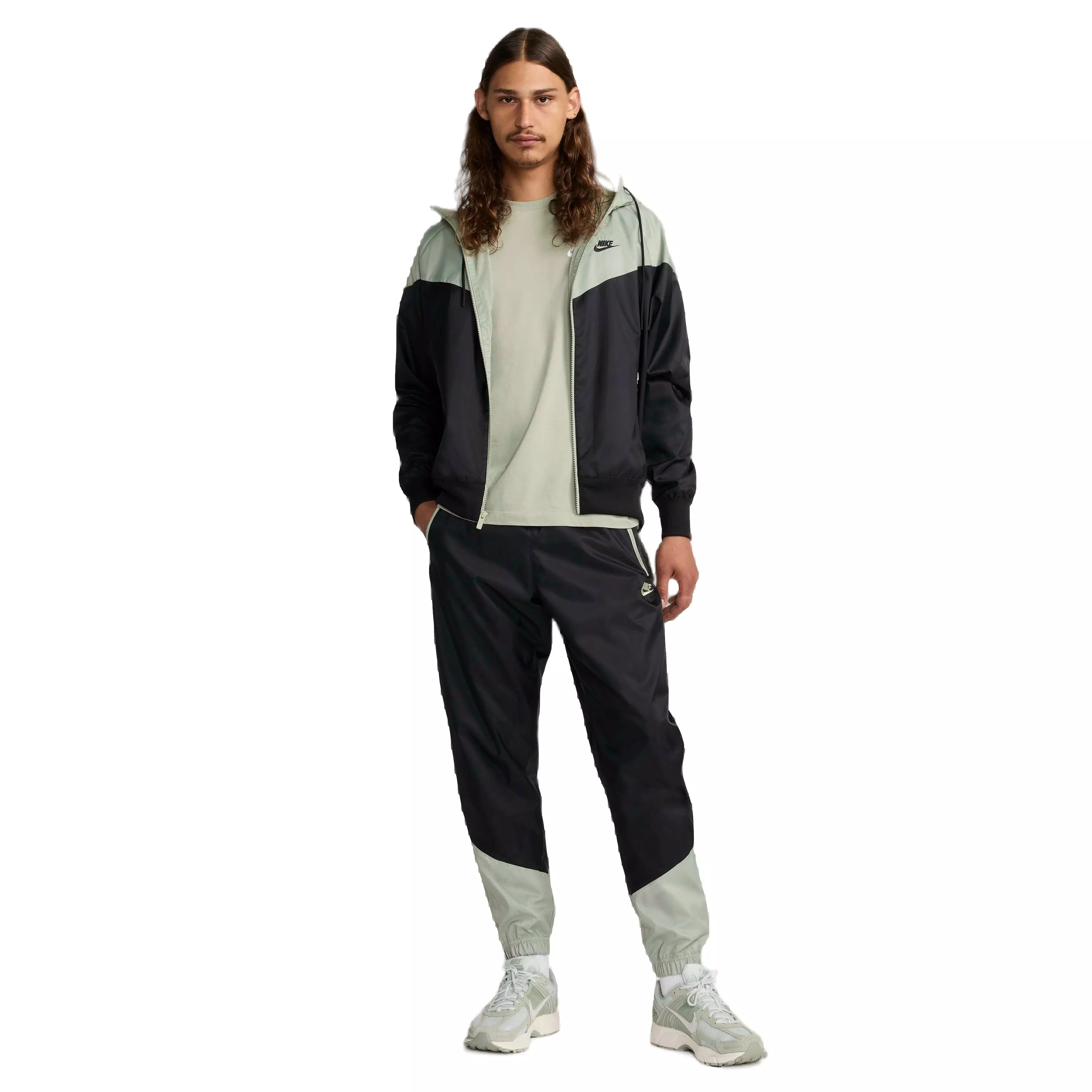 Nike Men's Sportswear Windrunner Hooded Jacket - BLACK/GREEN