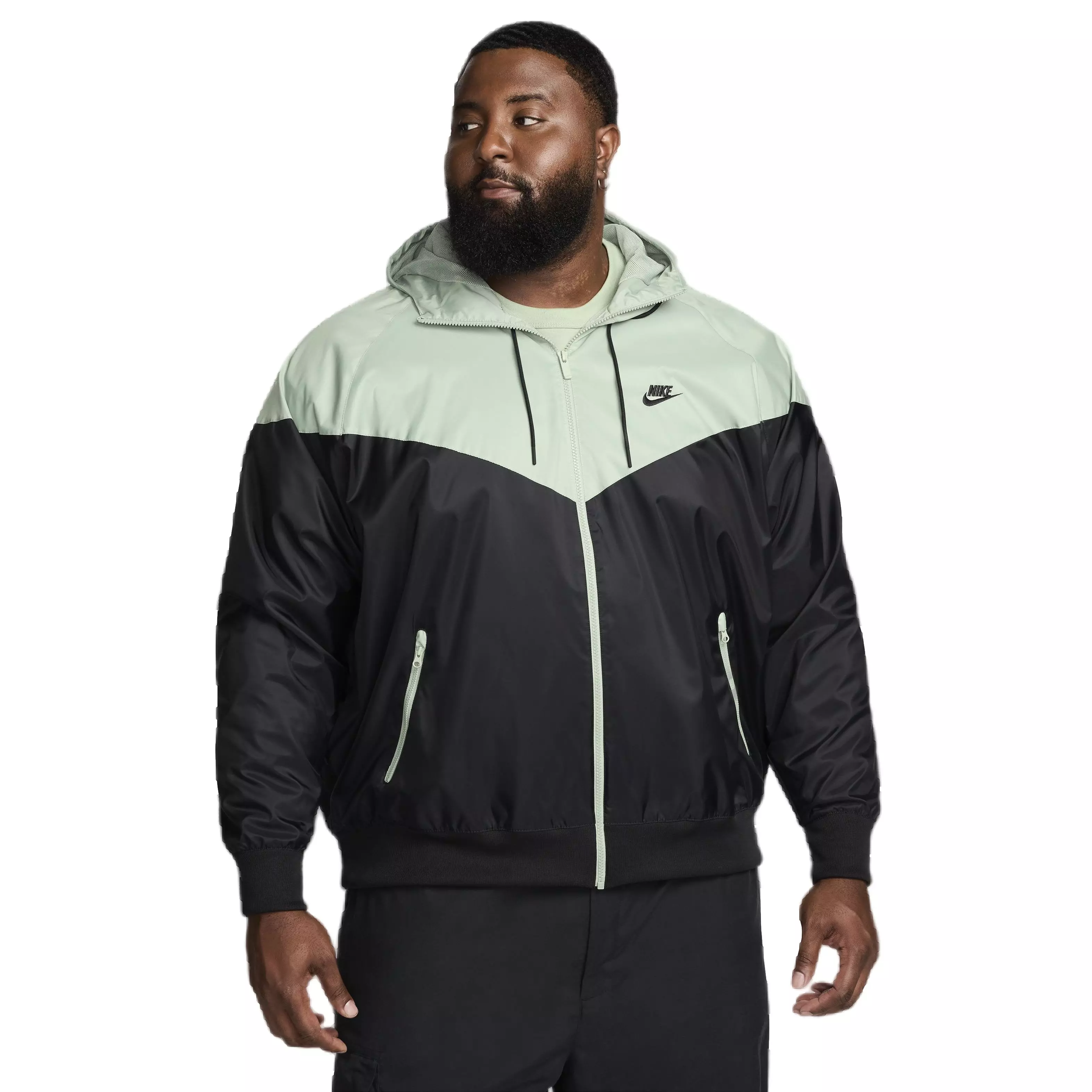 Nike Men's Sportswear Windrunner Hooded Jacket - BLACK/GREEN