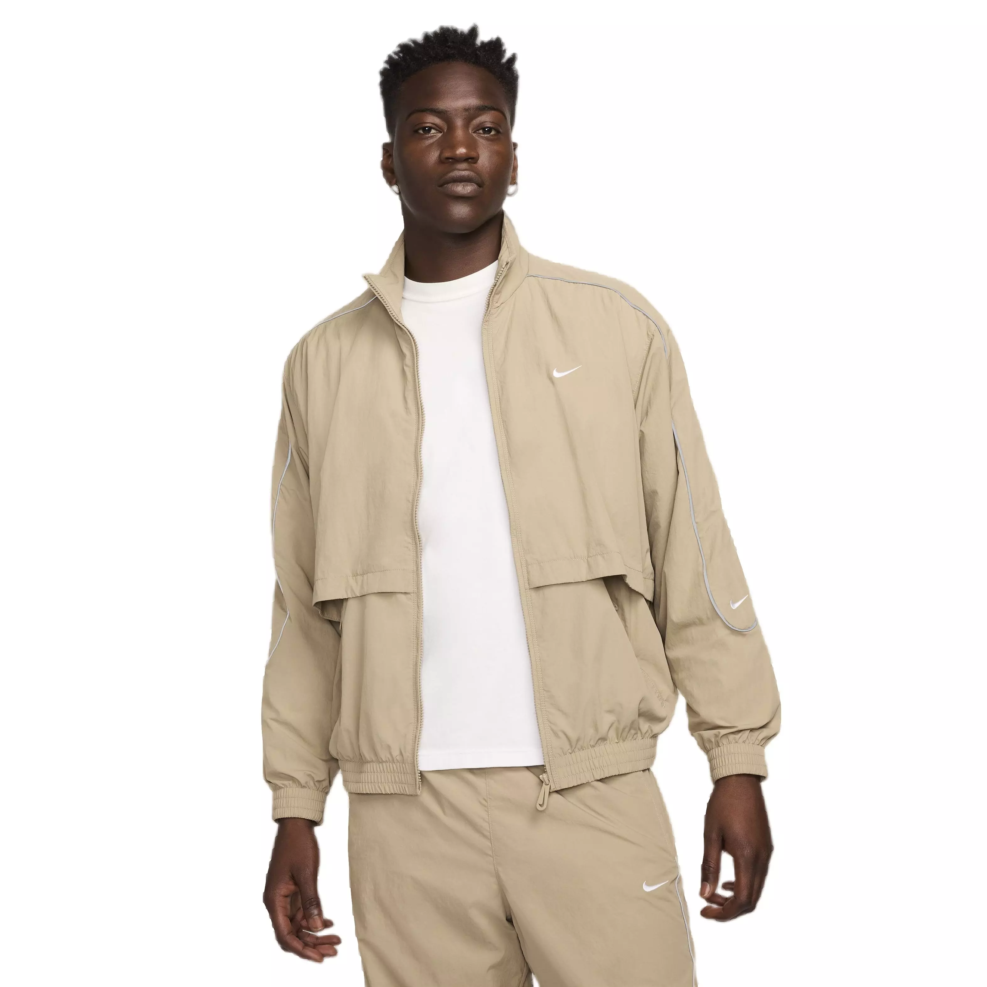 Nike Men's Sportswear Solo Swoosh Woven Track Jacket - Brown - BROWN