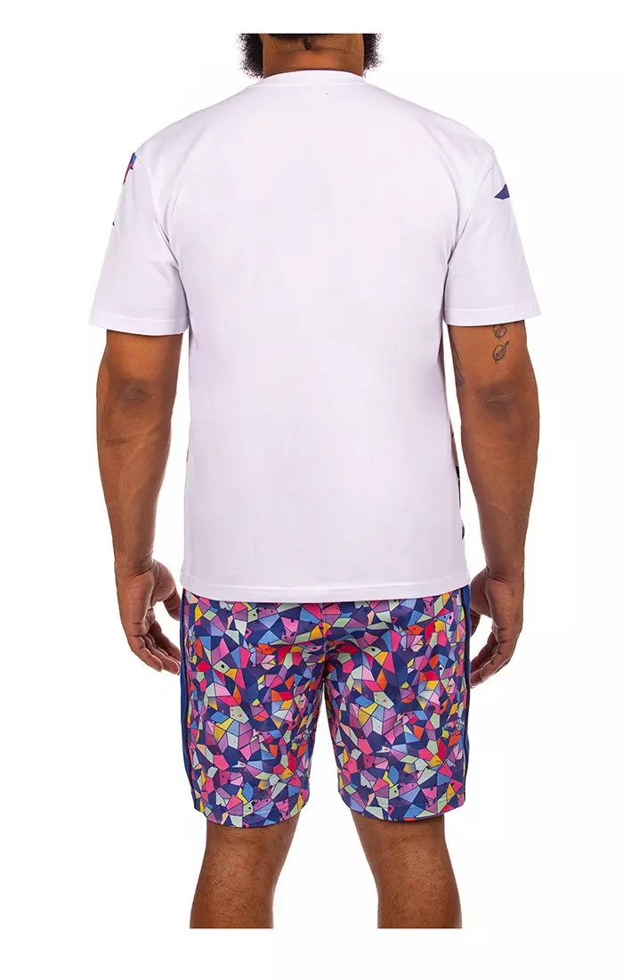 Hustle Gang Men's Unique Tee - White/Multi - WHITE/MULTI
