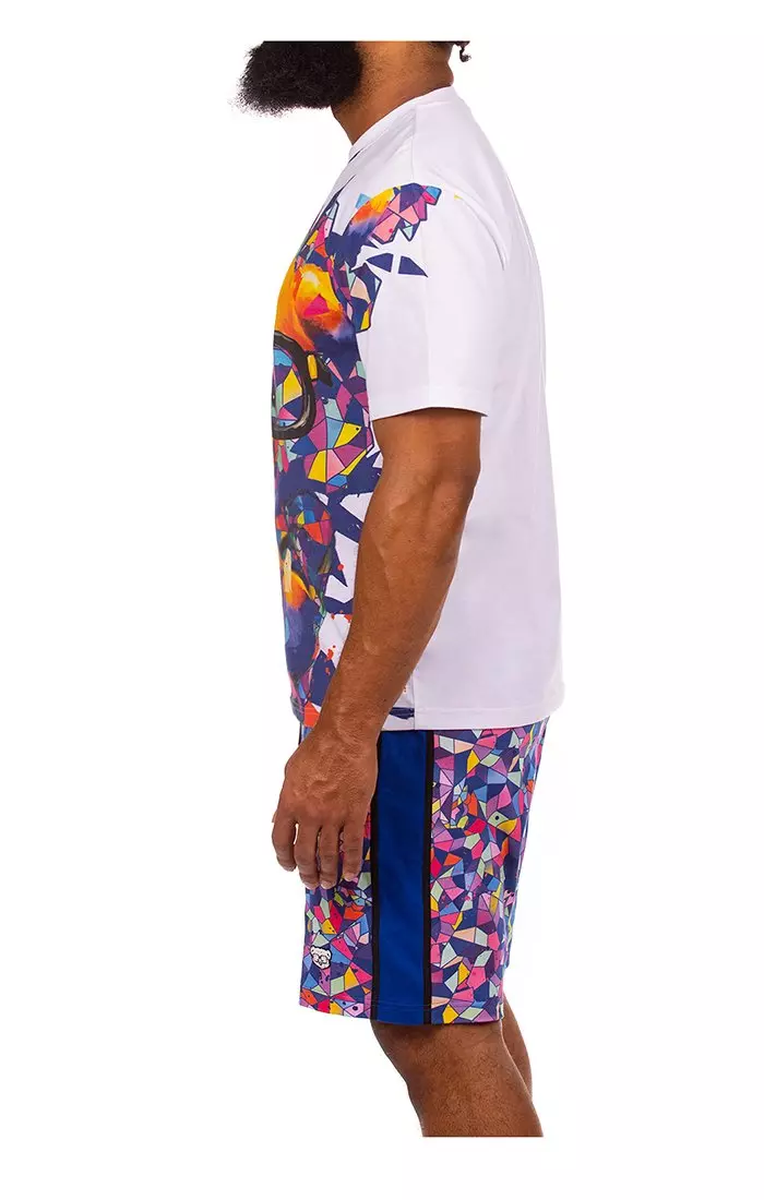 Hustle Gang Men's Unique Tee - White/Multi - WHITE/MULTI