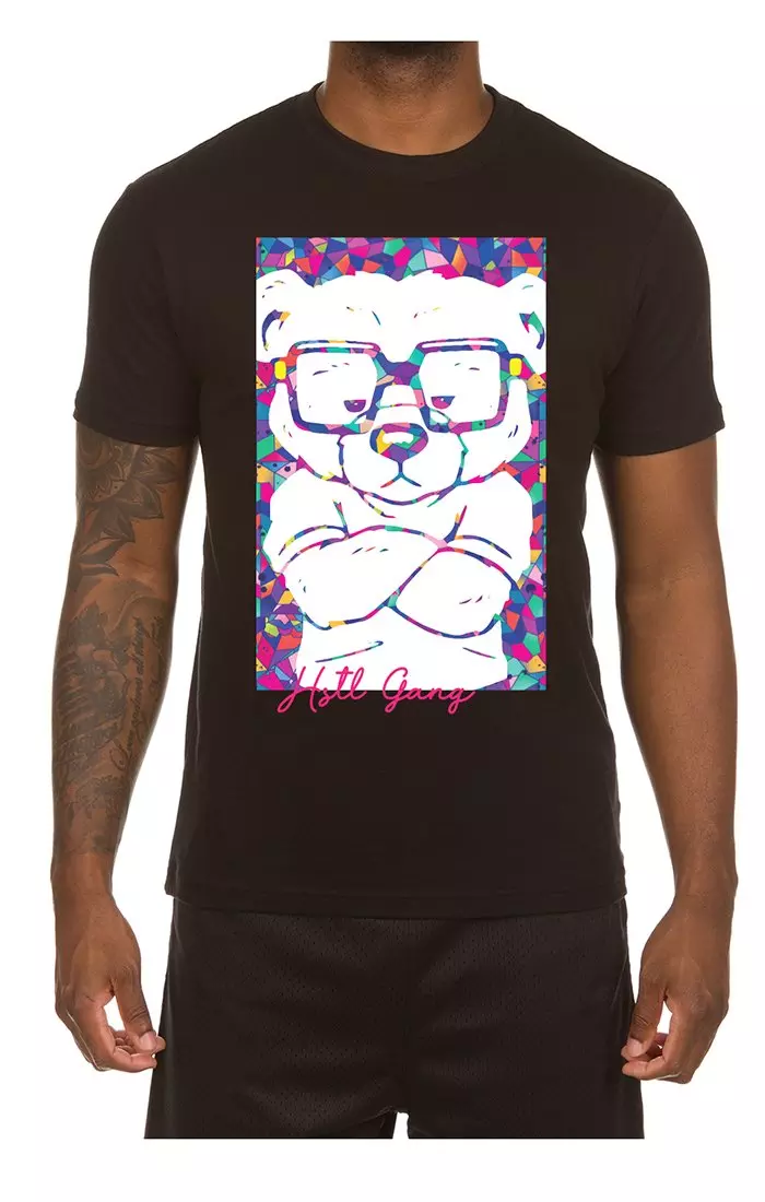 Hustle Gang Men's Confetti Bear Tee - BLACK