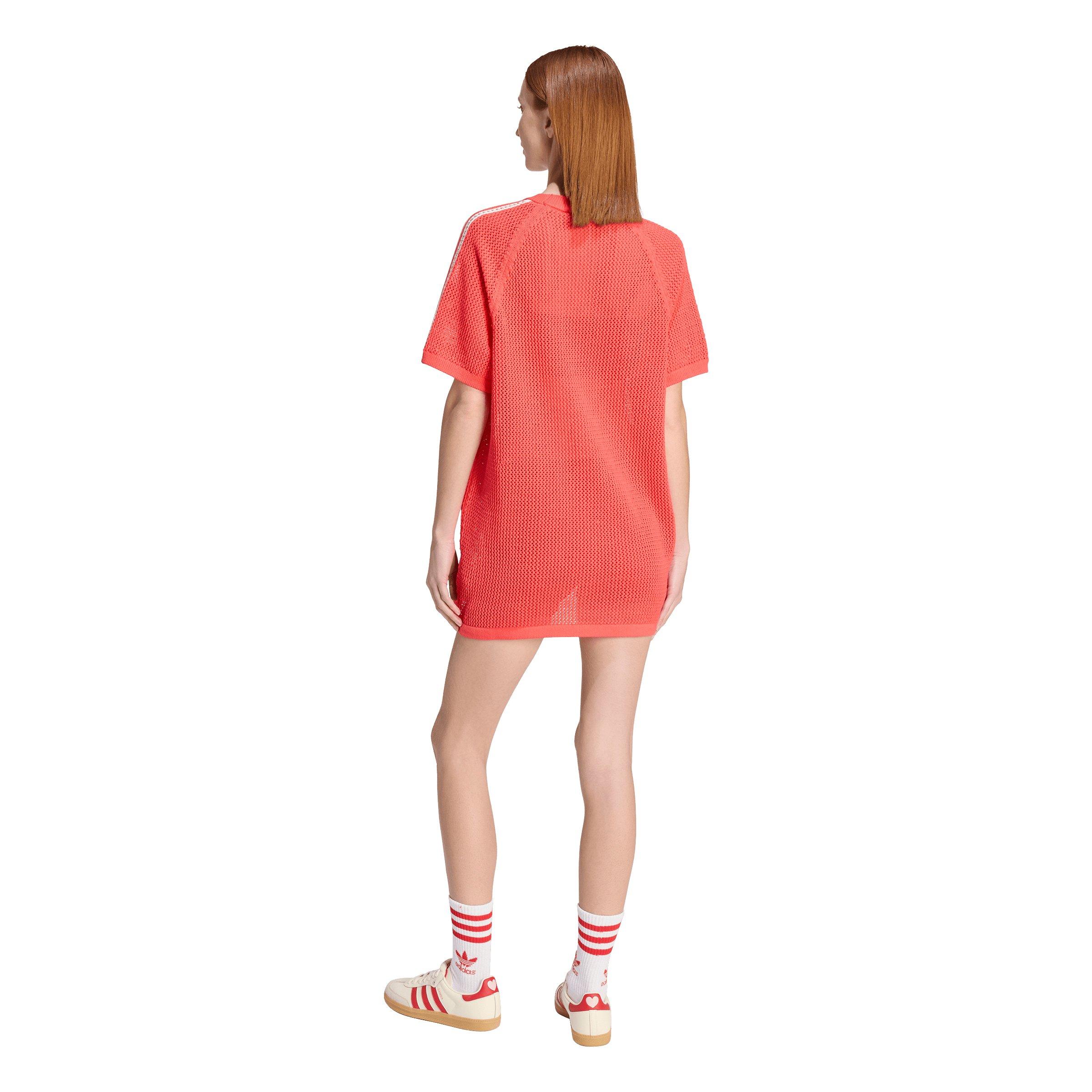 adidas Originals Women's Knitted Crochet Dress - Red - RED Thumbnail View 2