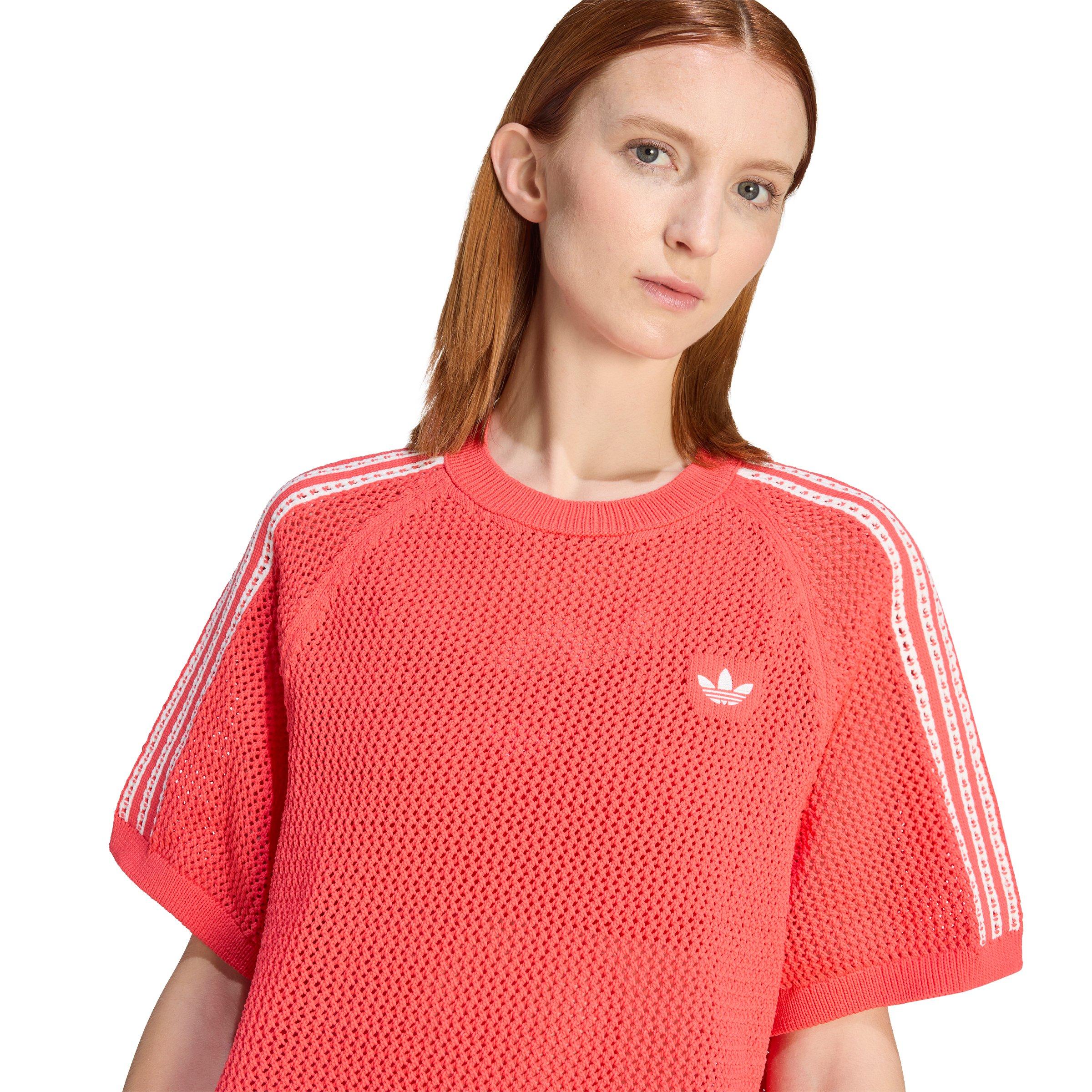 adidas Originals Women's Knitted Crochet Dress - Red - RED Thumbnail View 3