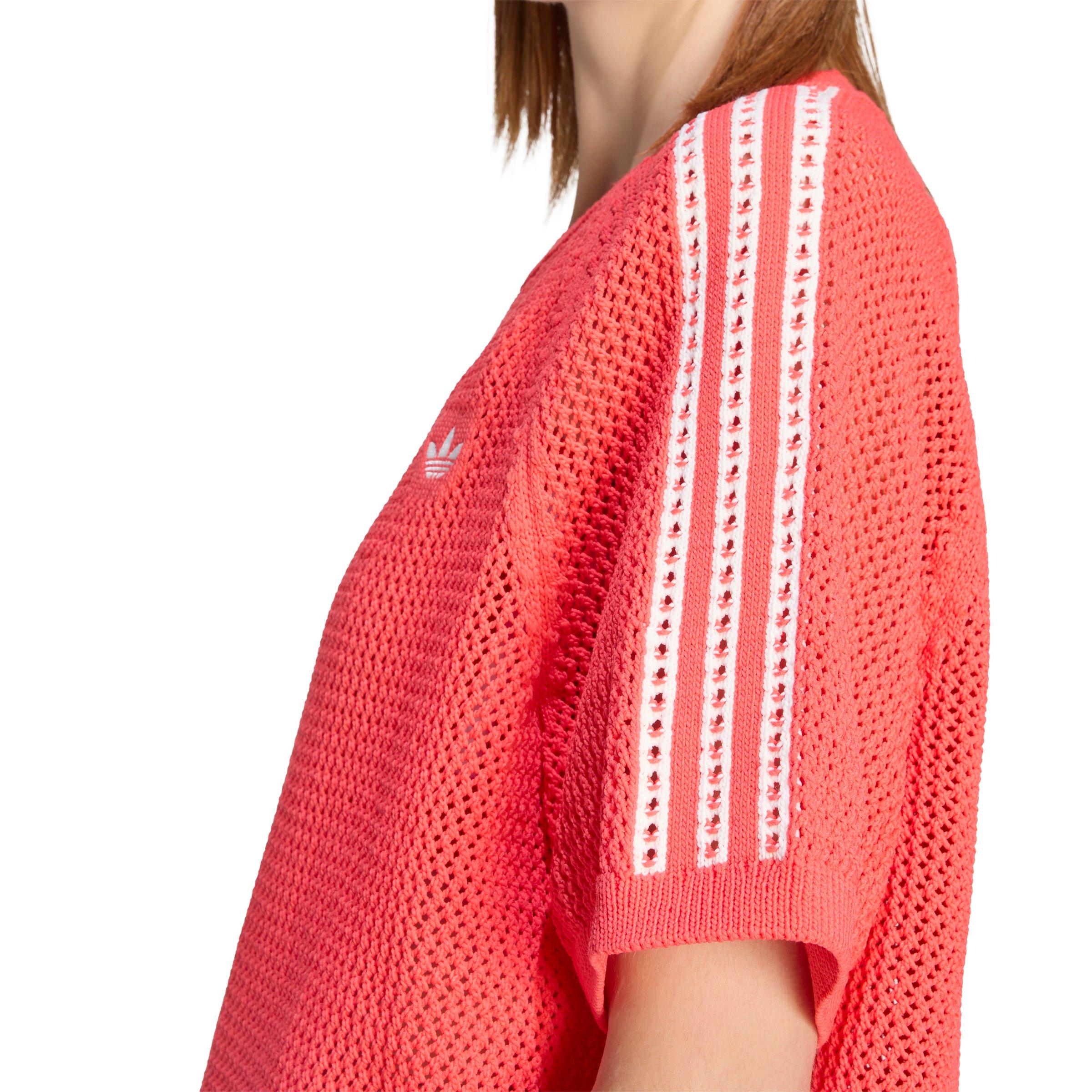 adidas Originals Women's Knitted Crochet Dress - Red - RED Thumbnail View 4