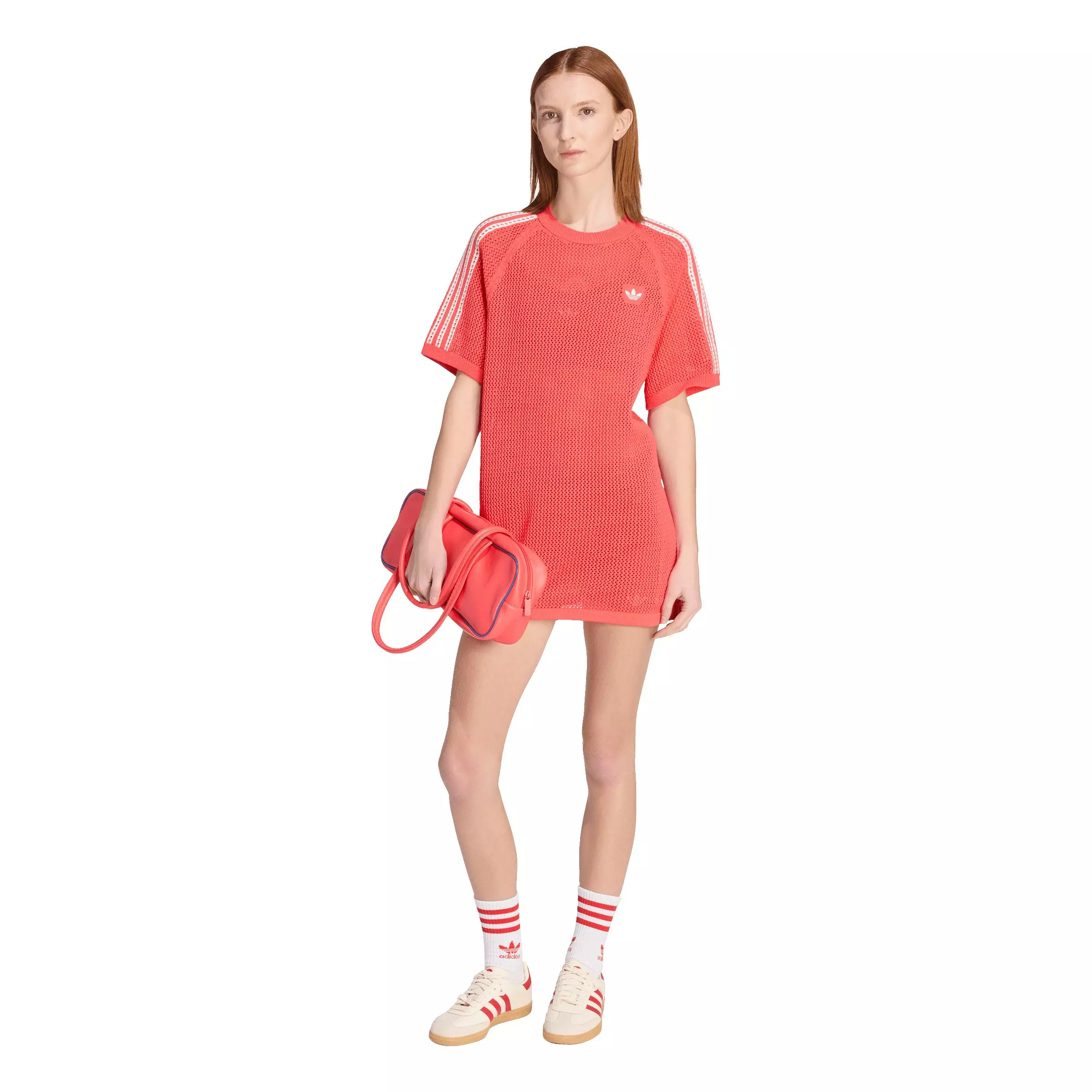 adidas Originals Women's Knitted Crochet Dress - Red - RED