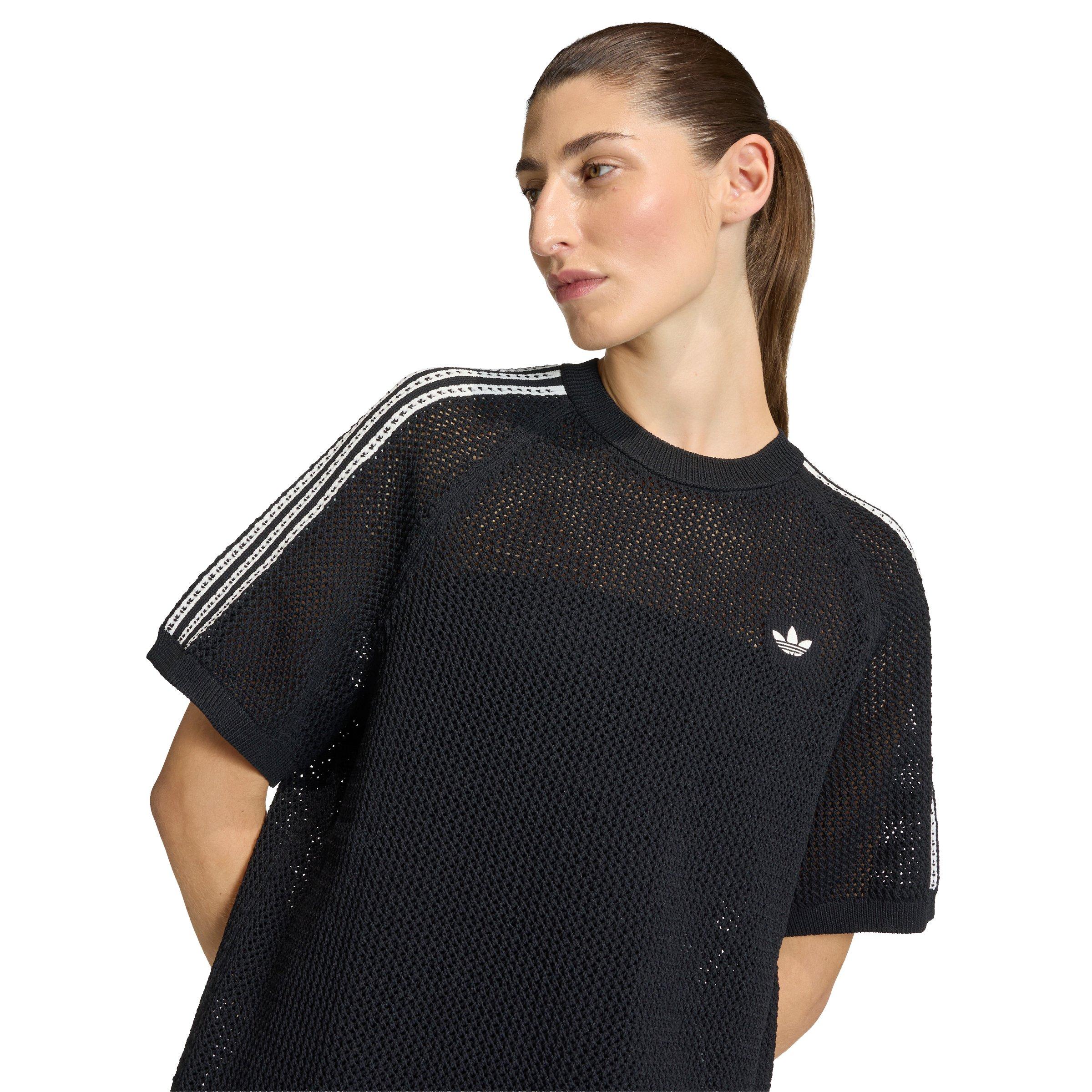 adidas Originals Women's Knitted Crochet Dress - Black - BLACK Thumbnail View 3