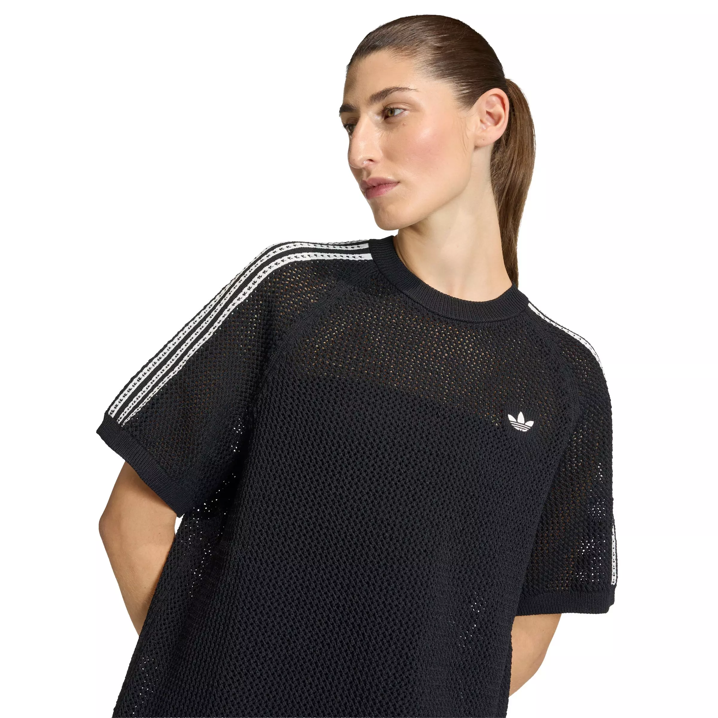 adidas Originals Women's Knitted Crochet Dress -Black - BLACK