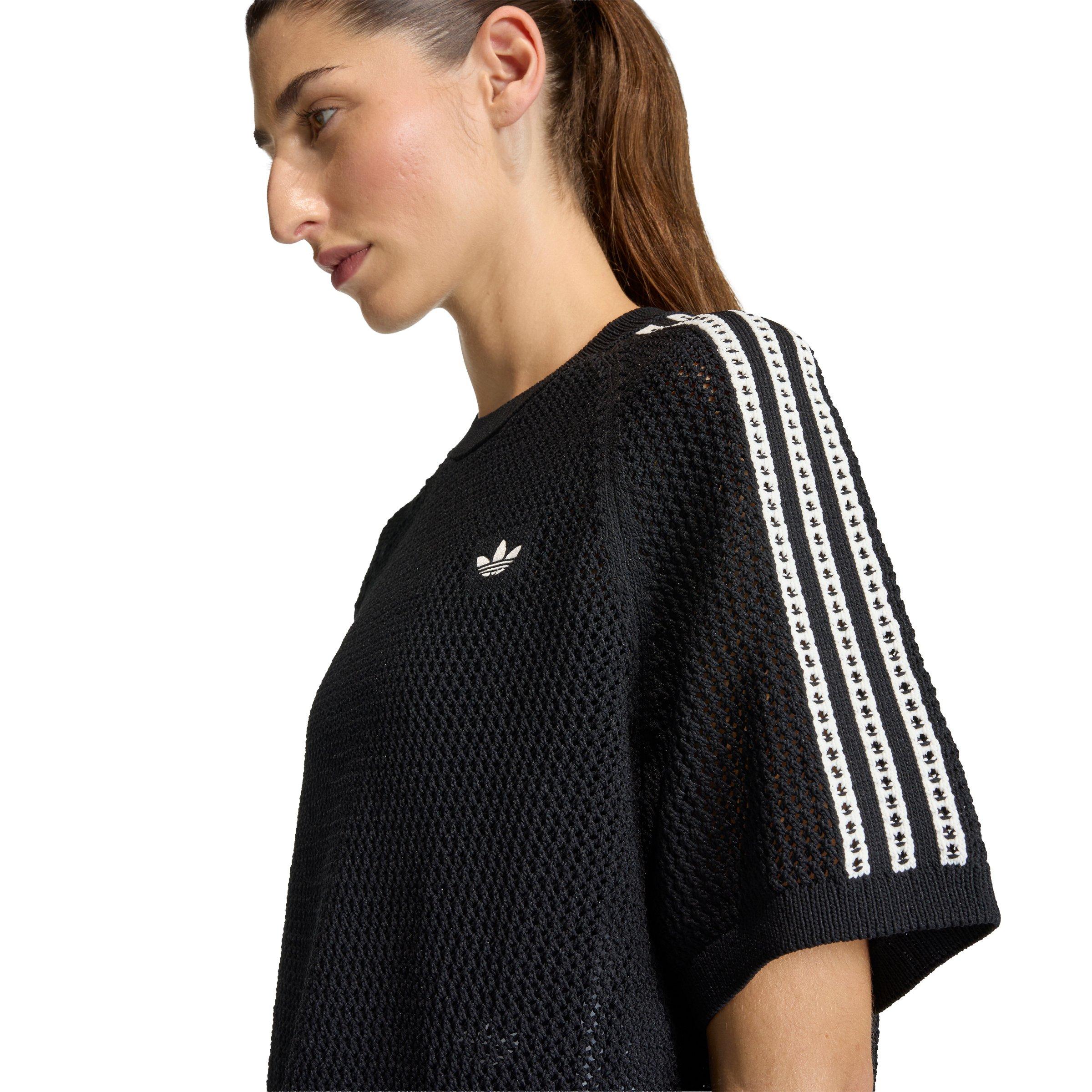 adidas Originals Women's Knitted Crochet Dress - Black - BLACK Thumbnail View 4
