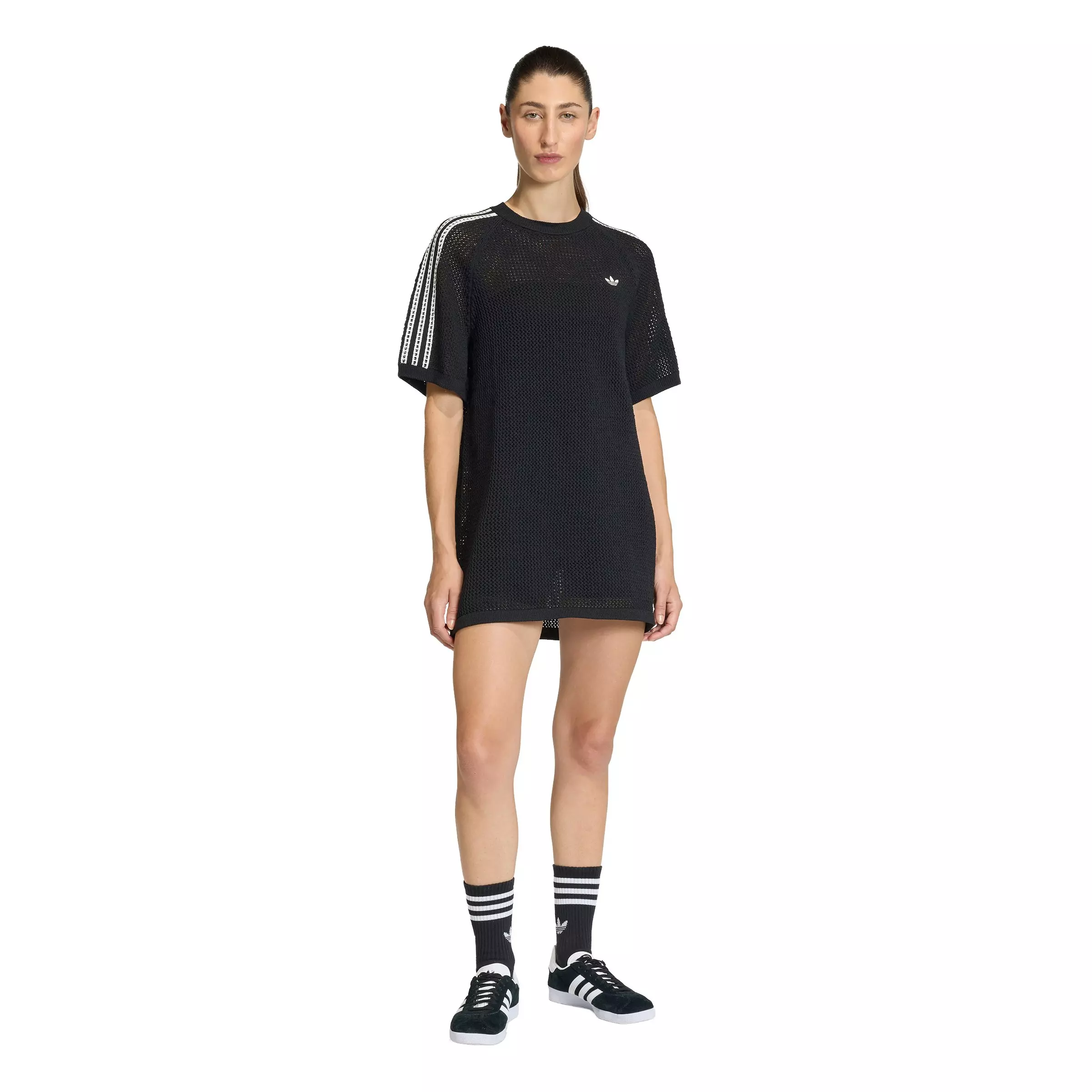 adidas Originals Women's Knitted Crochet Dress - Black - BLACK