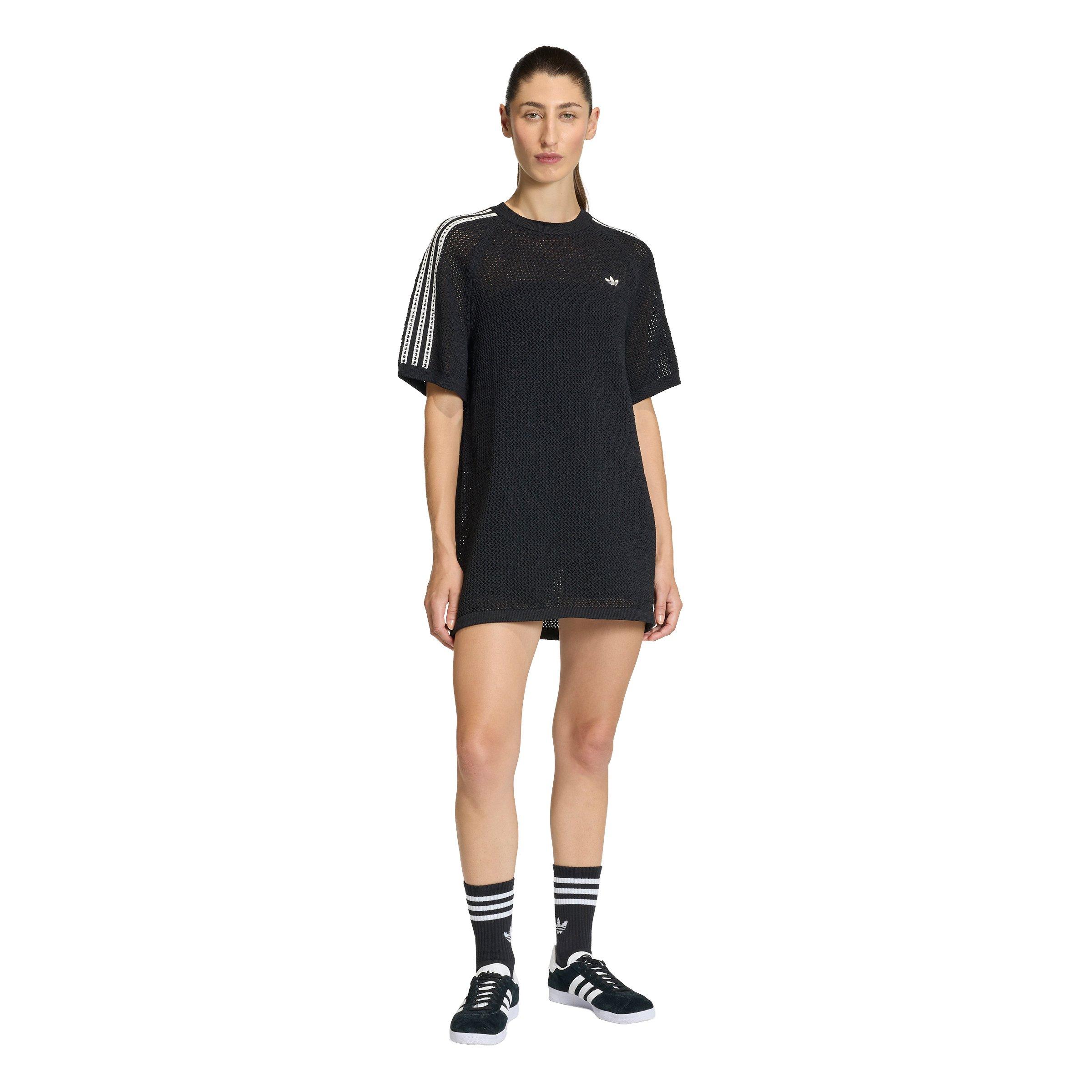 adidas Originals Women's Knitted Crochet Dress -Black - BLACK Thumbnail View 5
