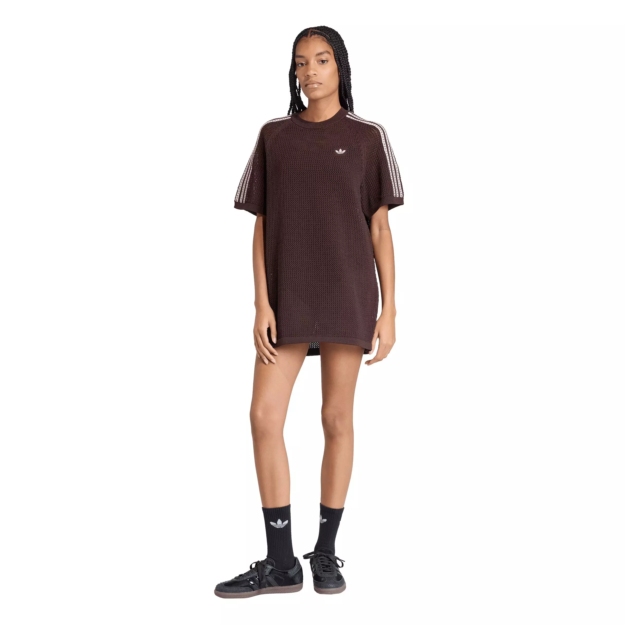 adidas Originals Women's Knitted Crochet Dress -Brown - BROWN
