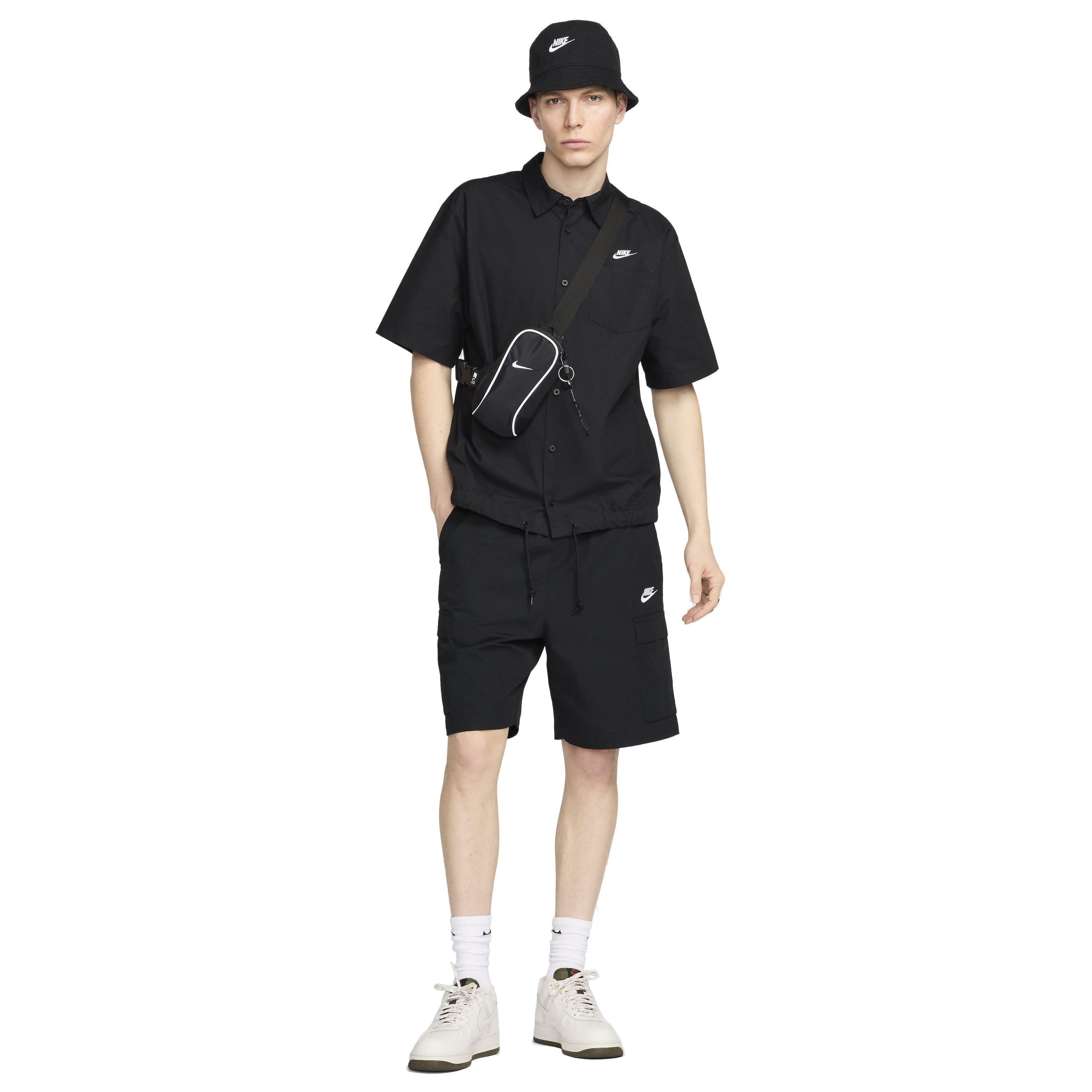 Nike Men's Club Short-Sleeve Oxford Button-Up Shirt - Black - BLACK Thumbnail View 6