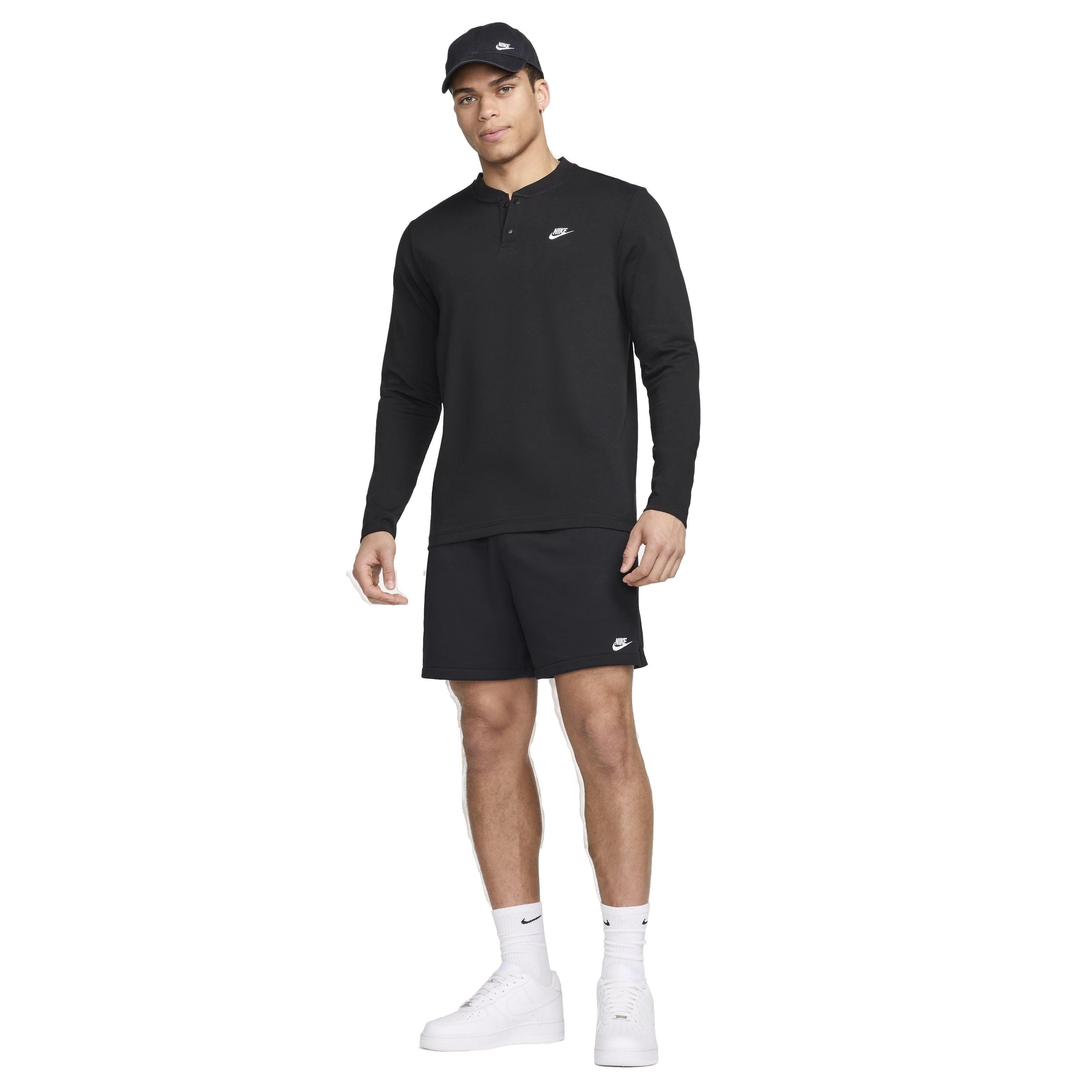 Nike Men's Club Long-Sleeve Henley Shirt - BLACK Thumbnail View 5