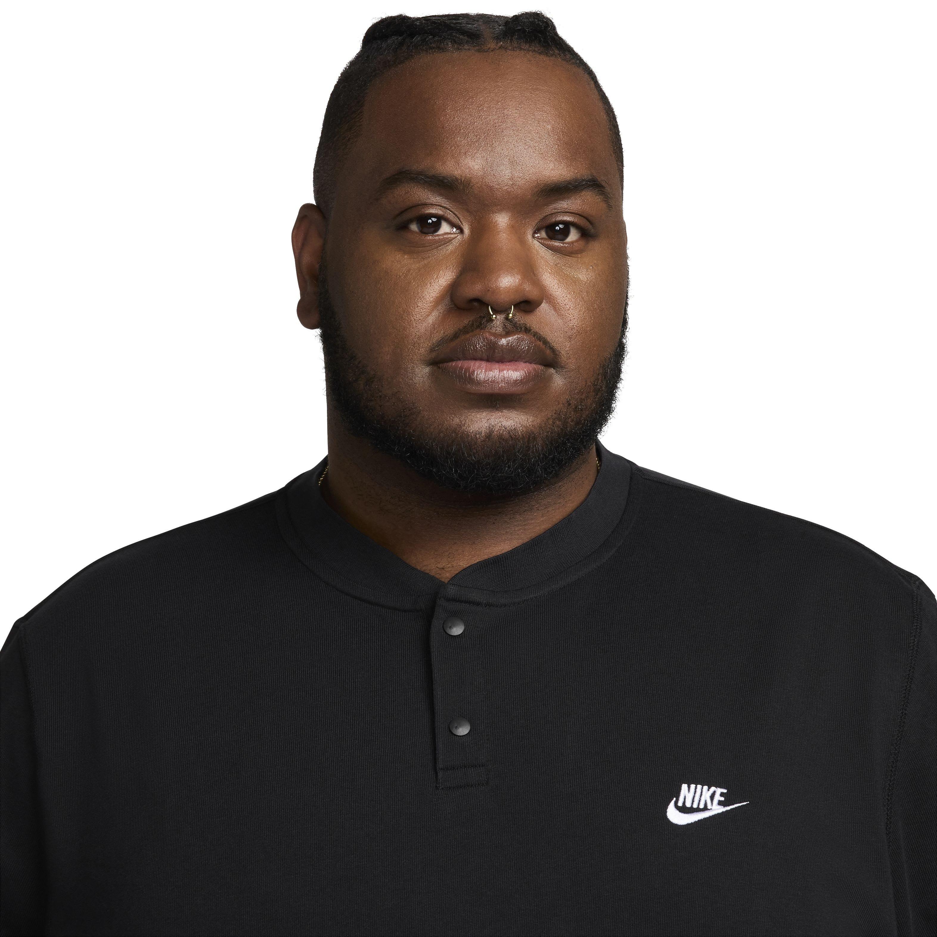 Nike Men's Club Long-Sleeve Henley Shirt - BLACK Thumbnail View 8