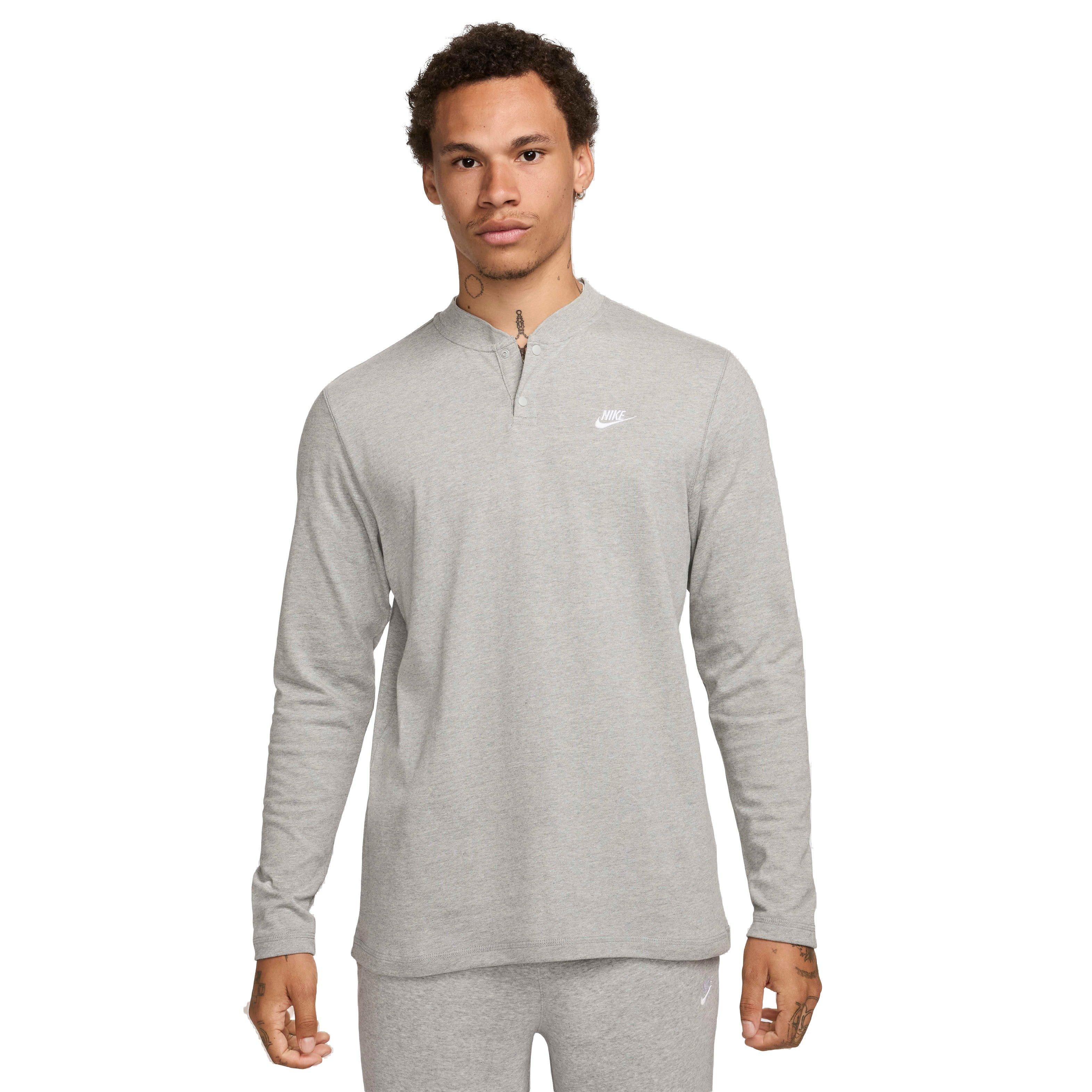 Nike Men's Club Long-Sleeve Henley Shirt - GREY Thumbnail View 1