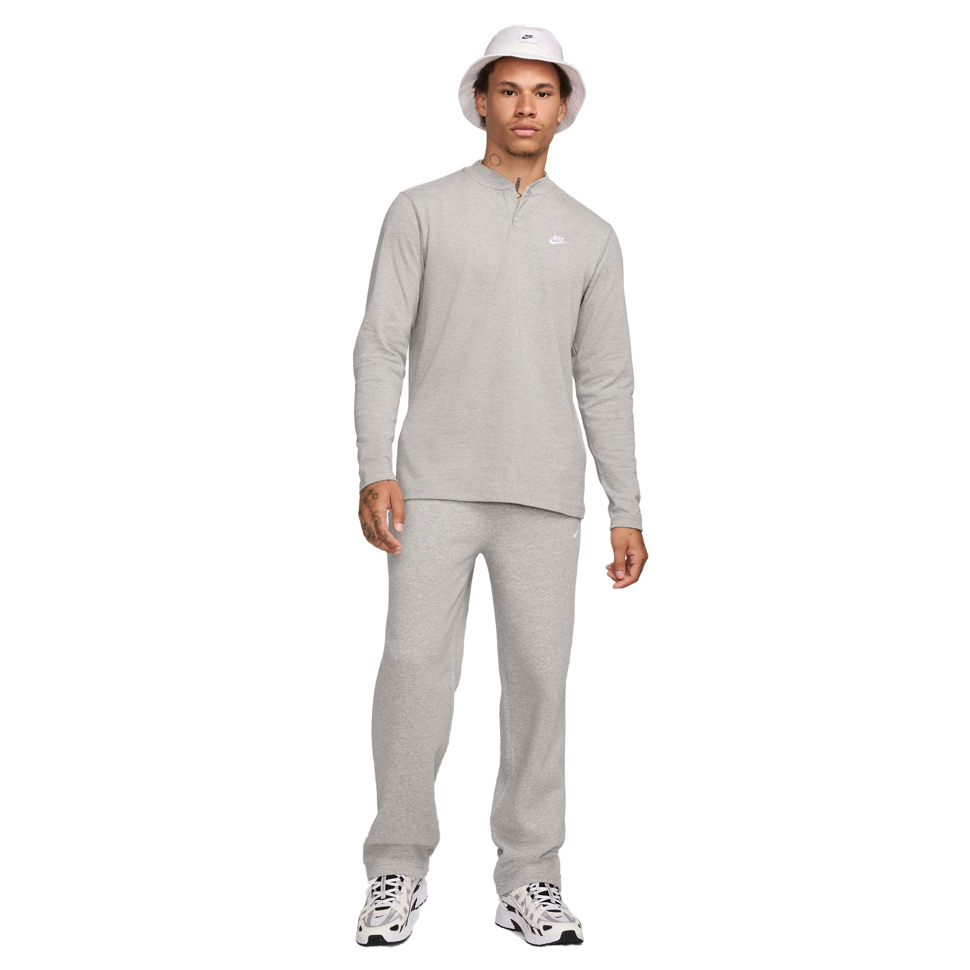Nike Men's Club Long-Sleeve Henley Shirt - GREY Thumbnail View 5