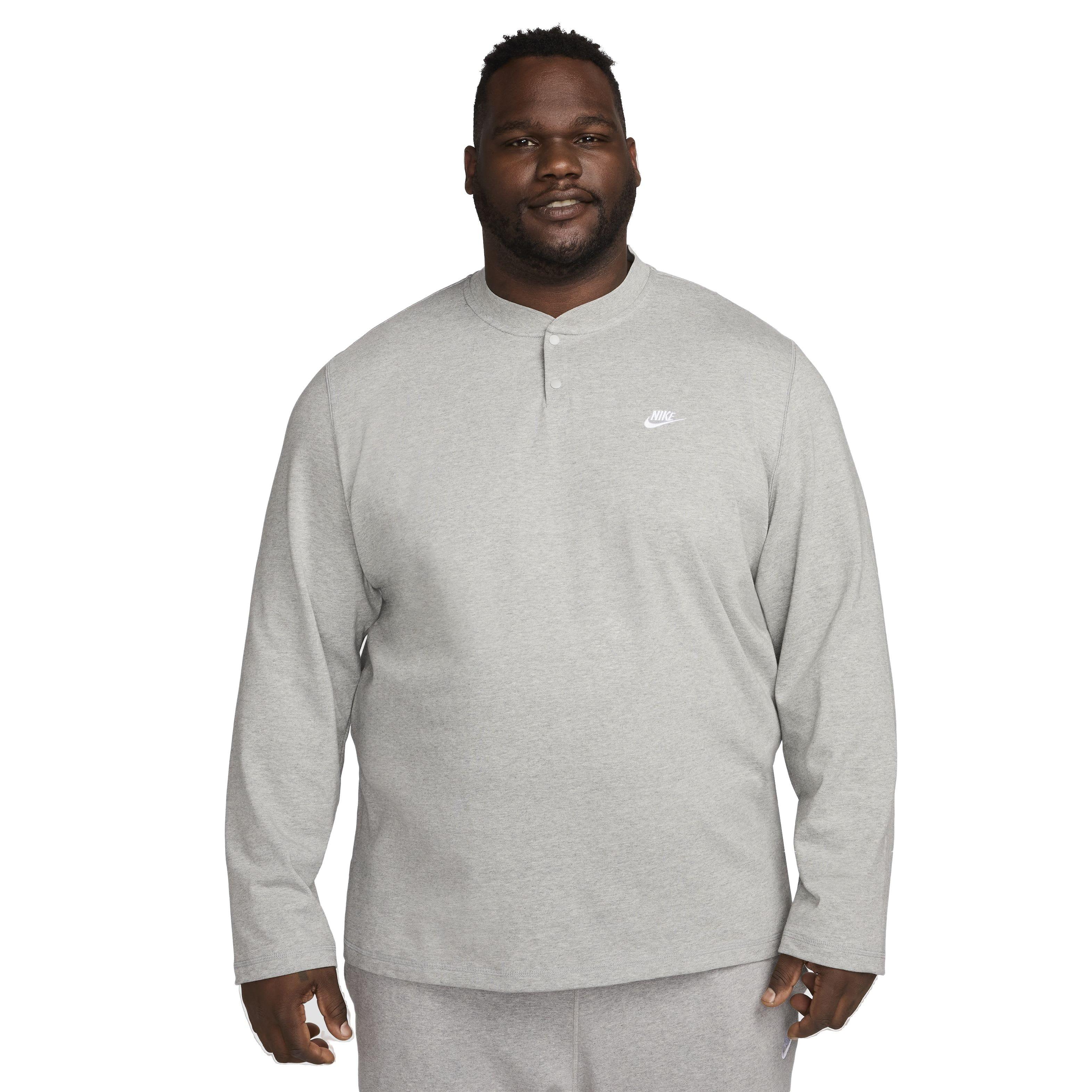 Nike Men's Club Long-Sleeve Henley Shirt - GREY Thumbnail View 6
