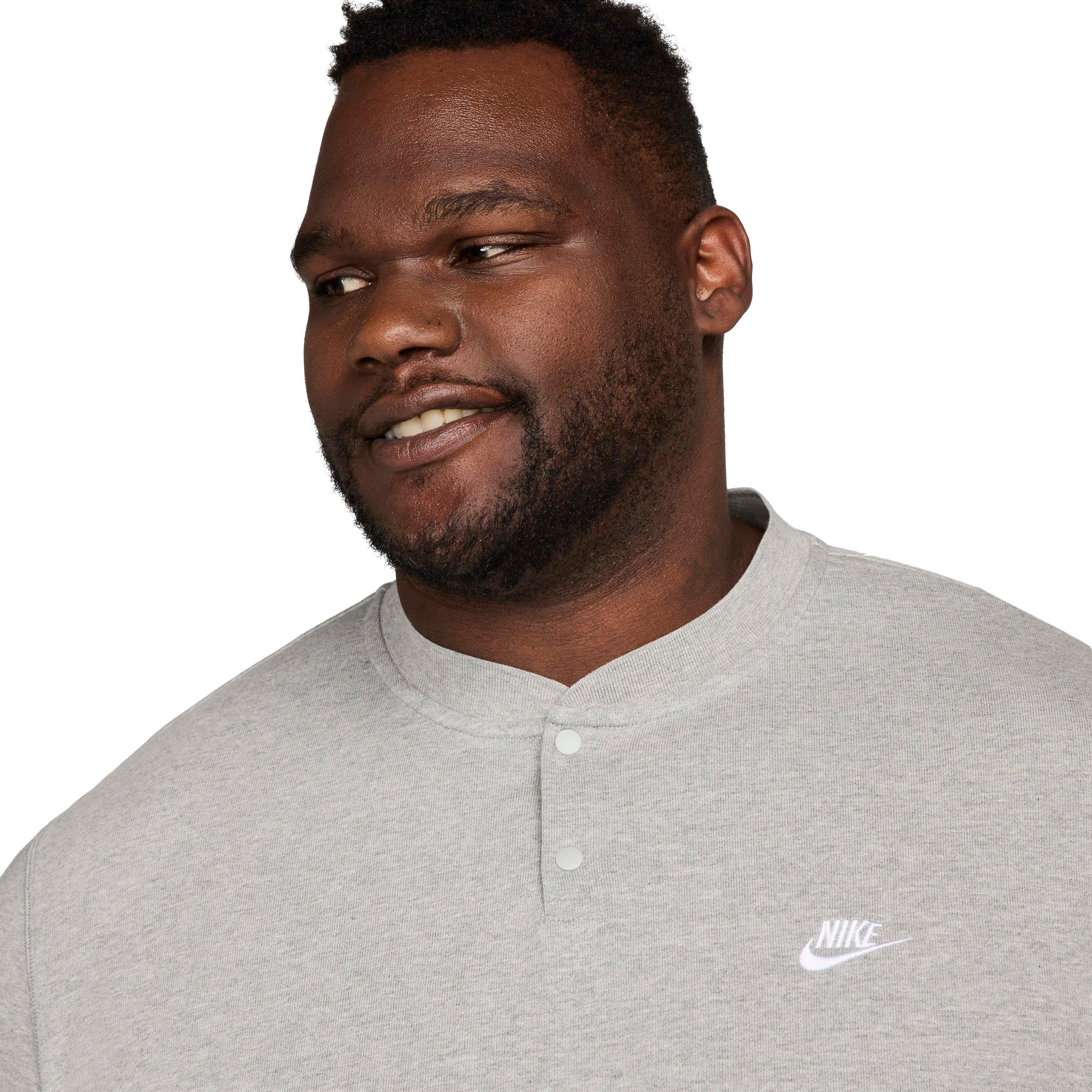 Nike Men's Club Long-Sleeve Henley Shirt - GREY Thumbnail View 8