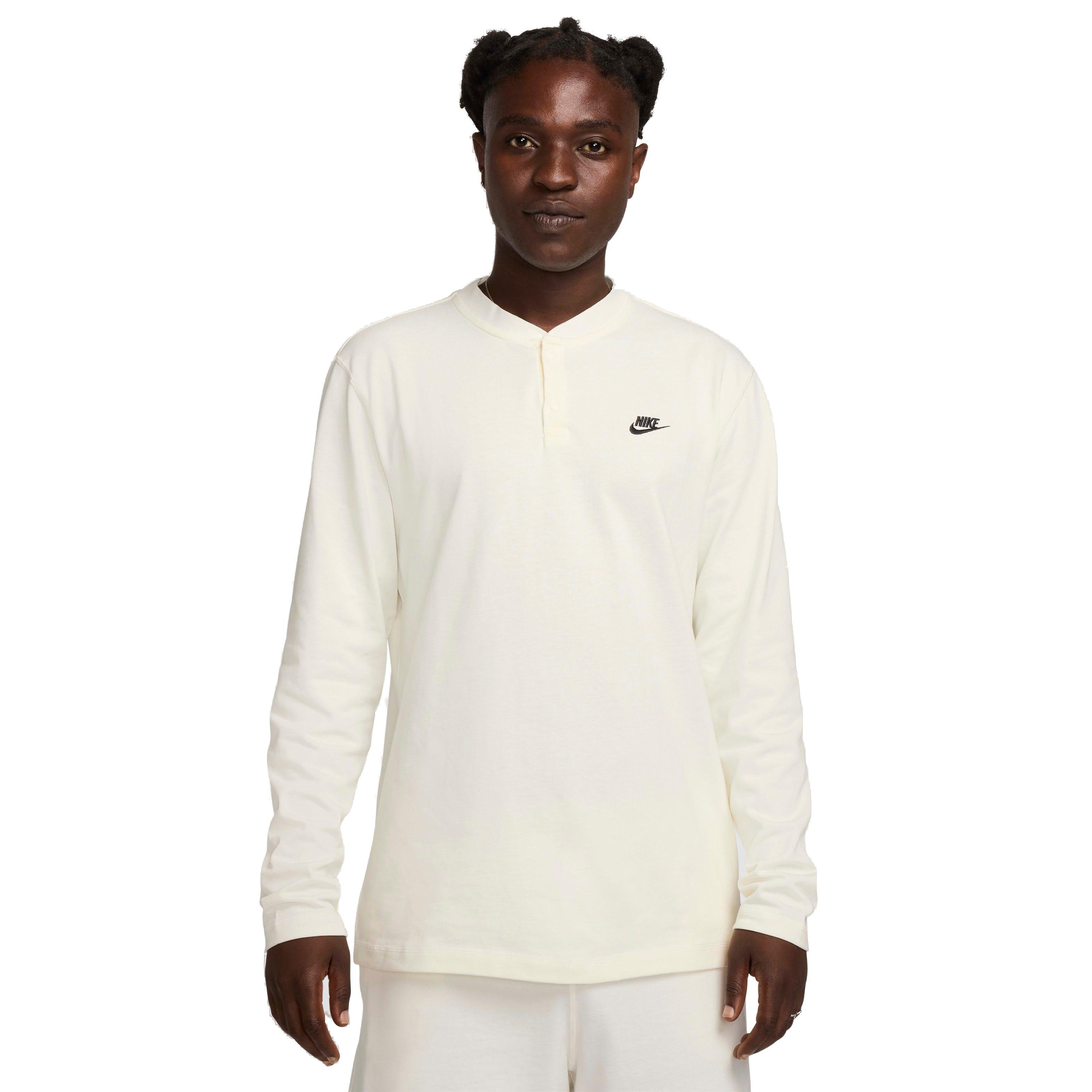 Nike Men's Club Long-Sleeve Henley Shirt - WHITE Thumbnail View 1