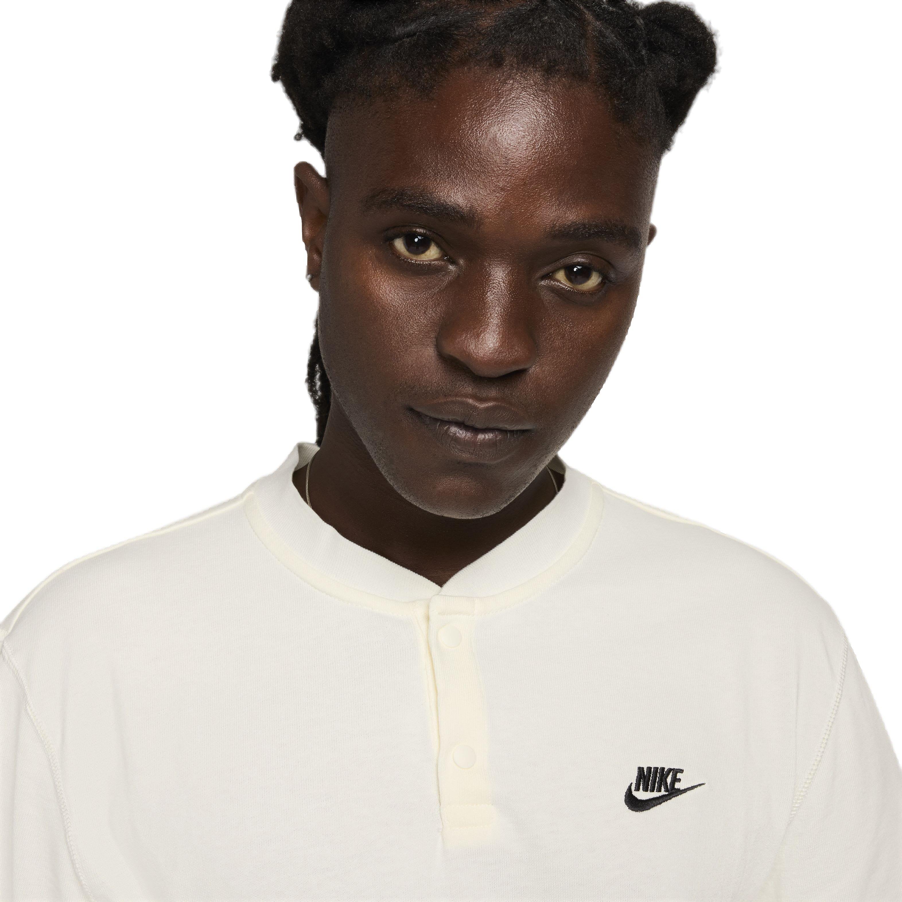 Nike Men's Club Long-Sleeve Henley Shirt - WHITE Thumbnail View 3