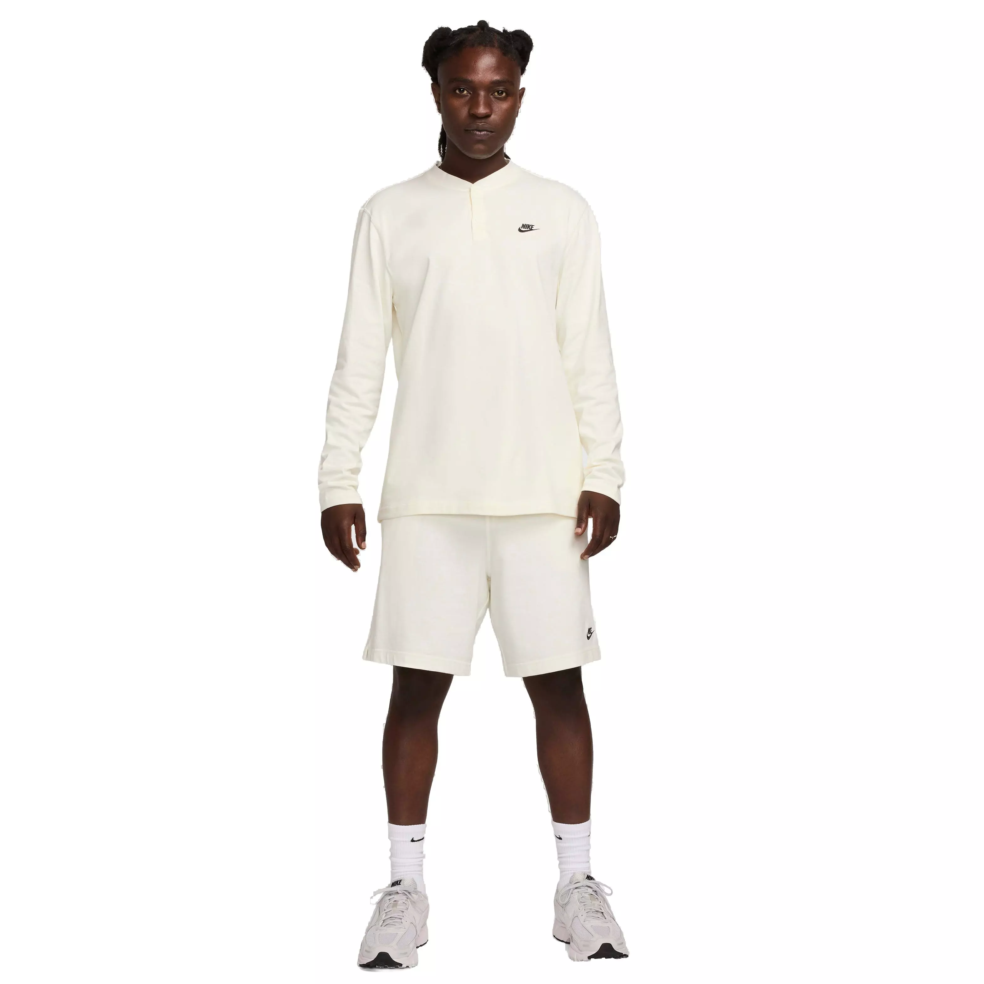 Nike Men's Club Long-Sleeve Henley Shirt - WHITE