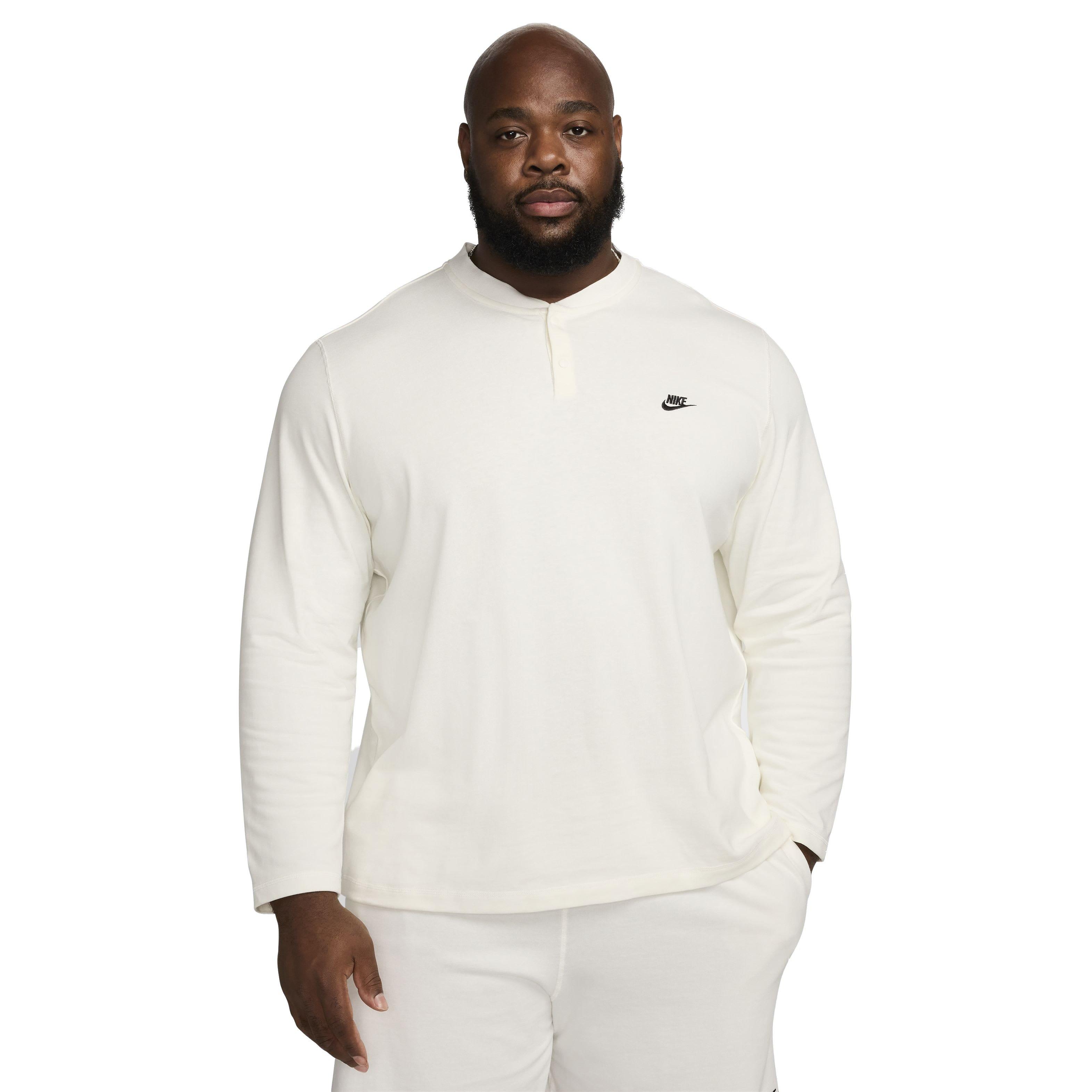 Nike Men's Club Long-Sleeve Henley Shirt - WHITE Thumbnail View 6