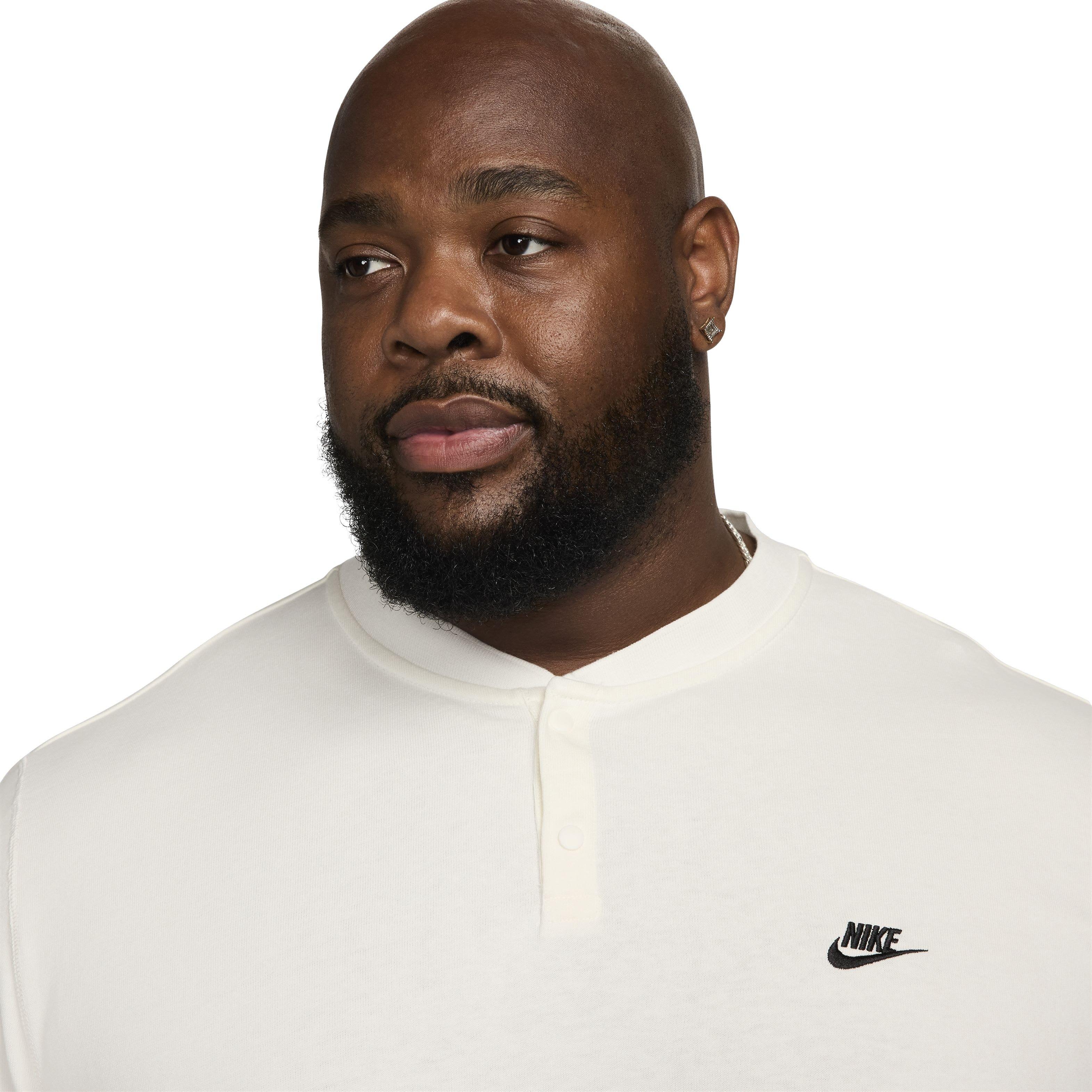 Nike Men's Club Long-Sleeve Henley Shirt - WHITE Thumbnail View 8