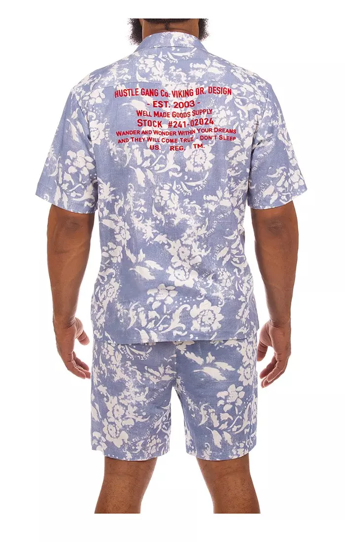 Hustle Gang Men's Hangin Vines Shirt - Blue - BLUE