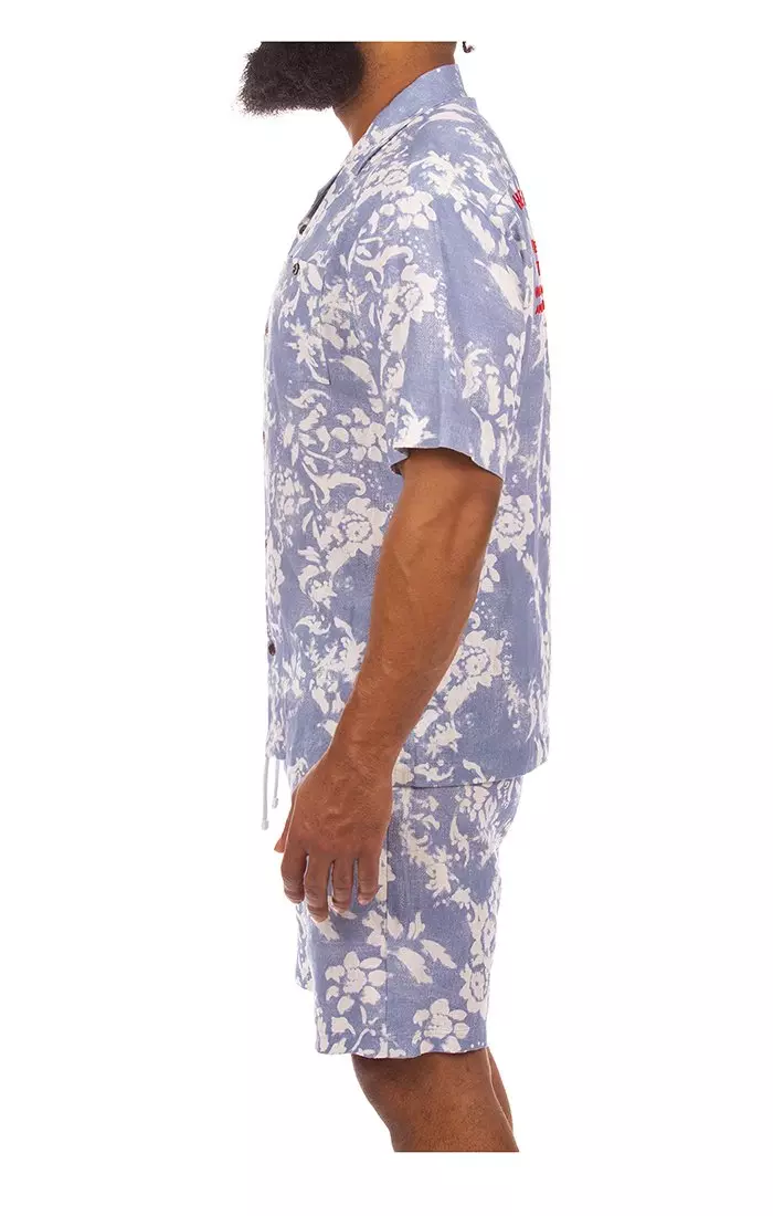 Hustle Gang Men's Hangin Vines Shirt - Blue - BLUE