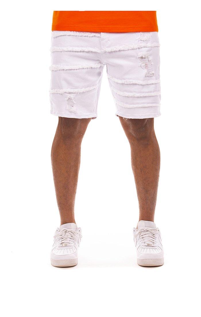 Hustle Gang Men's Ghost Sparta White Denim Short - WHITE Thumbnail View 1