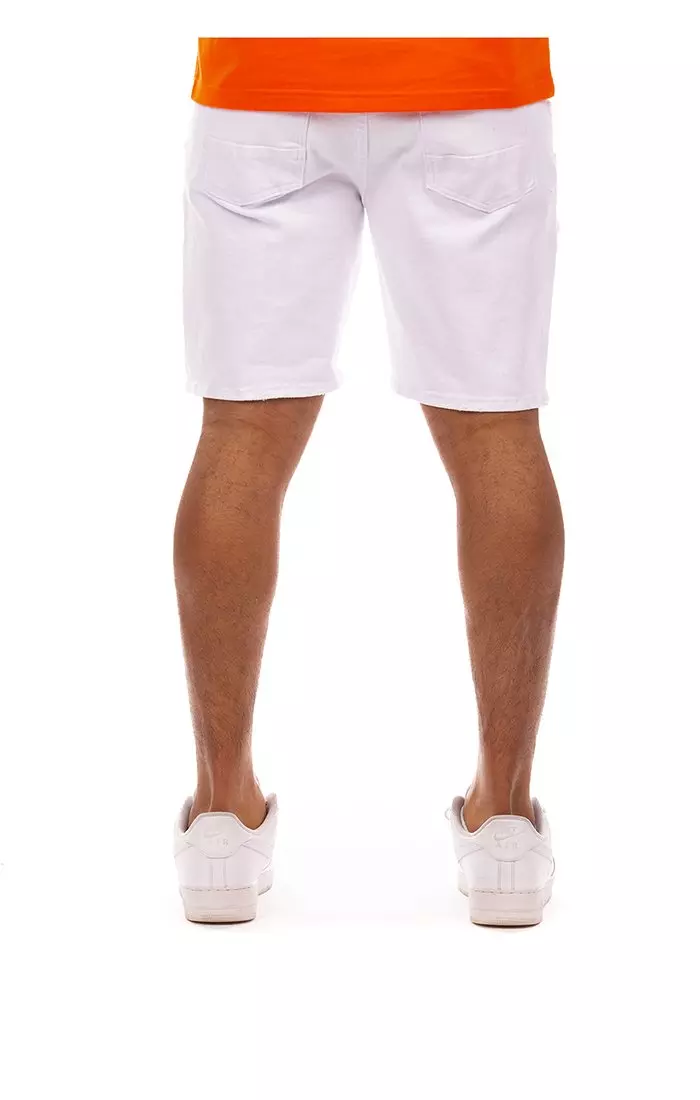 Hustle Gang Men's Ghost Sparta White Denim Short - WHITE
