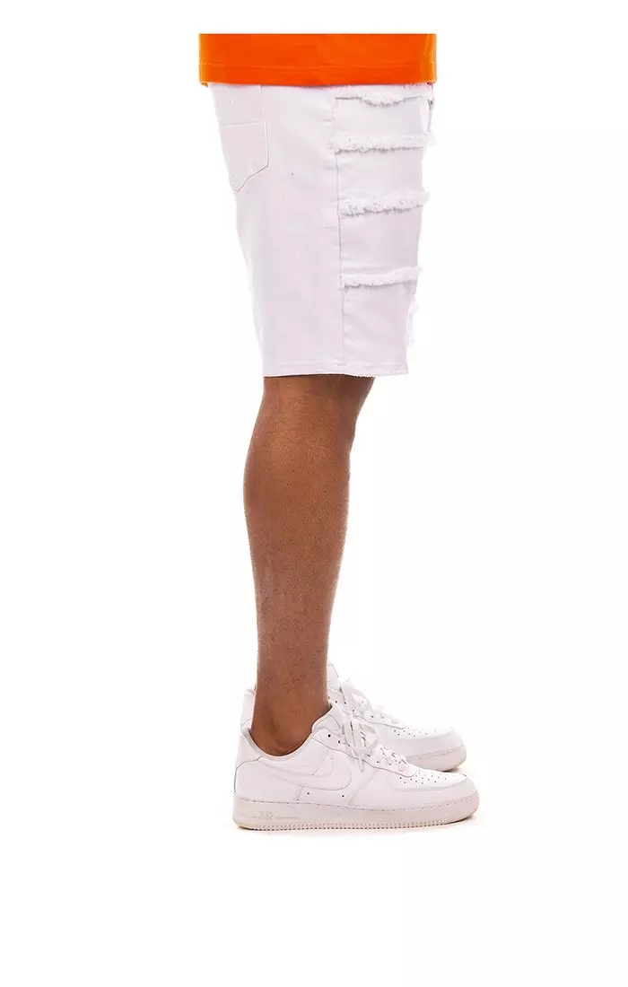 Hustle Gang Men's Ghost Sparta White Denim Short - WHITE