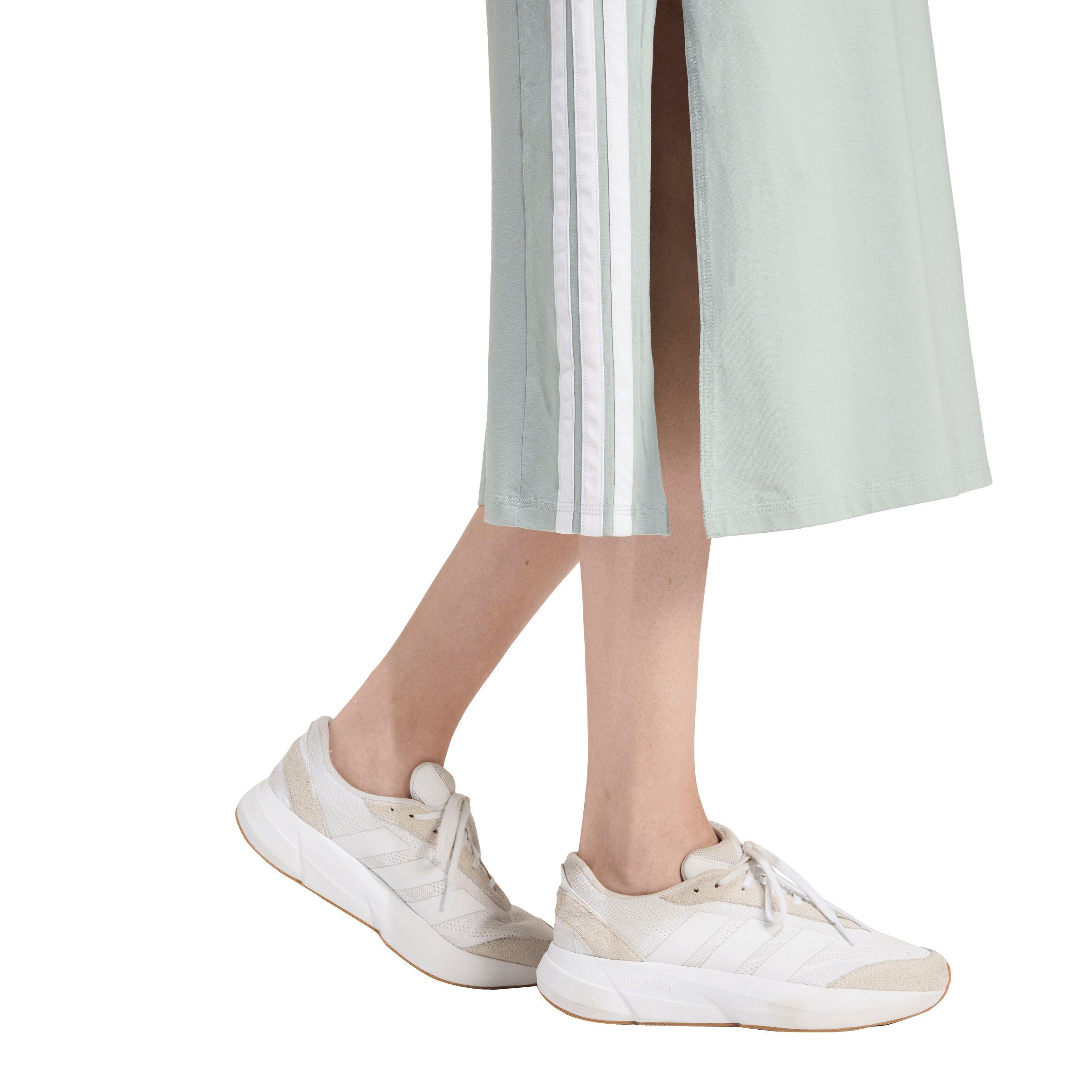 adidas Women's Essentials 3-Stripes Long Racerback Dress -Sage Green - SAGE GREEN Thumbnail View 4