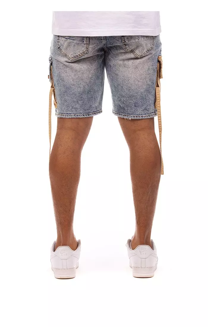 Hustle Gang Men's Grounded Medium Wash Denim Short - DENIM