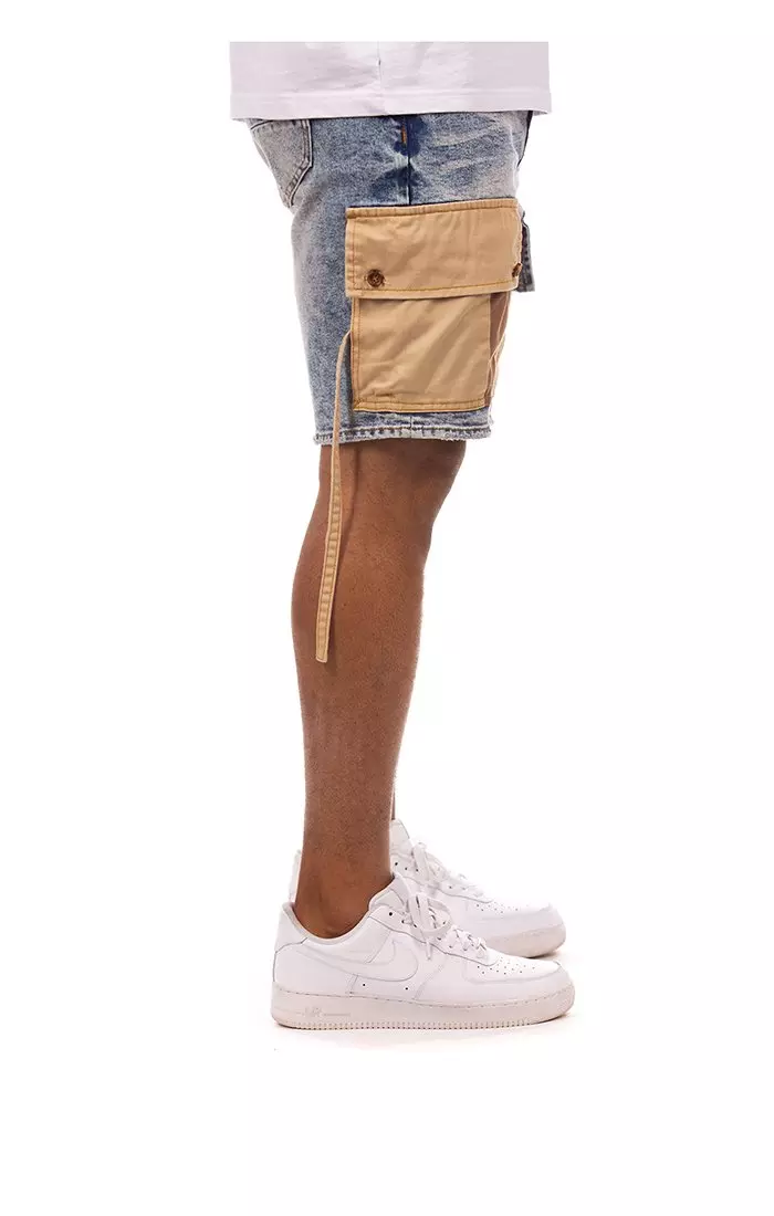 Hustle Gang Men's Grounded Medium Wash Denim Short - DENIM