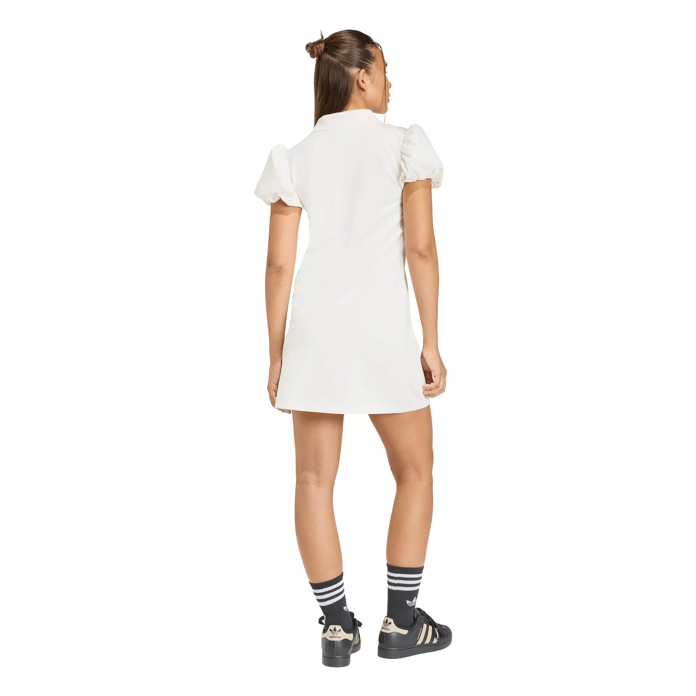 adidas Originals Women's Dress with Balloon Sleeves -Off-White - OFF-WHITE