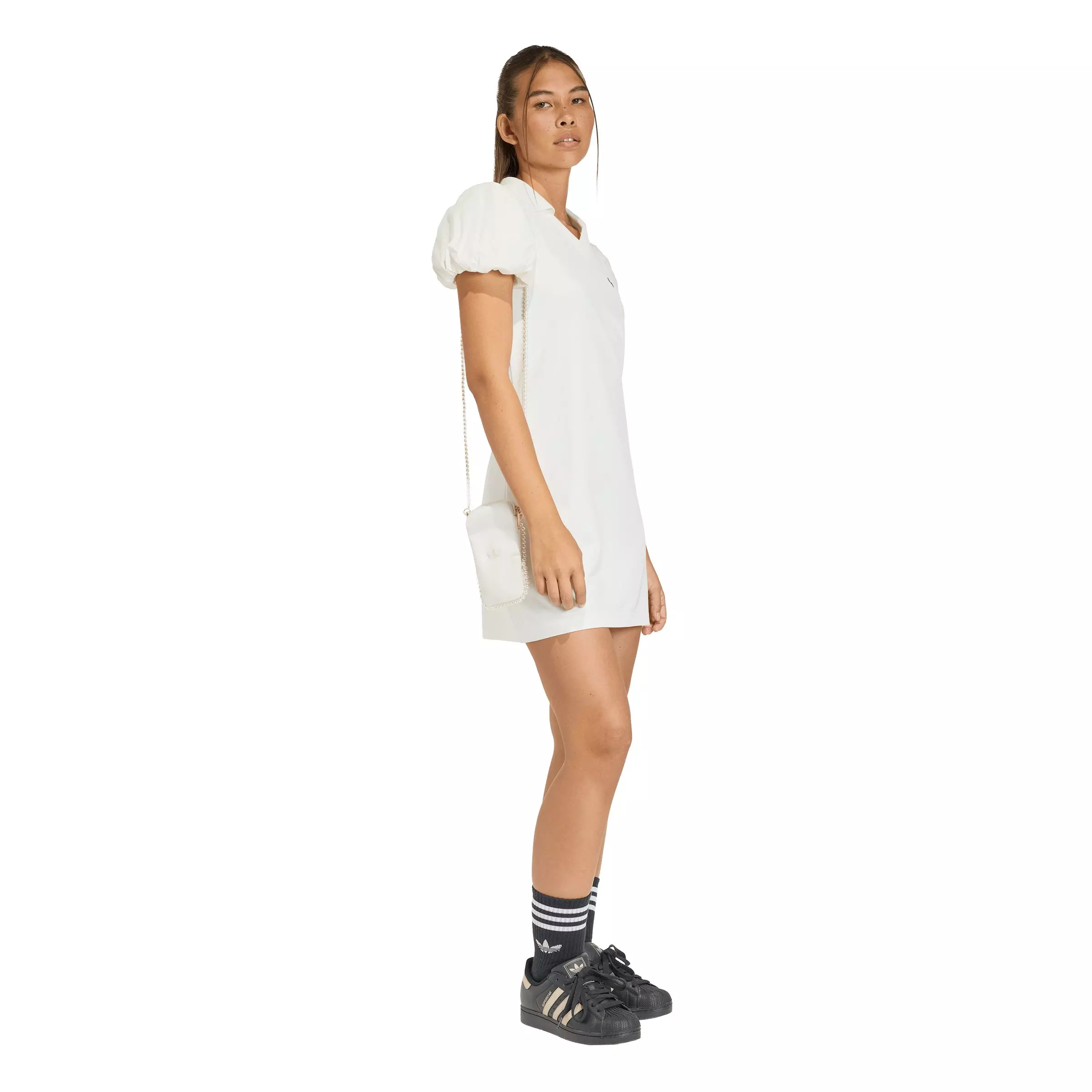 adidas Originals Women's Dress with Balloon Sleeves -Off-White - OFF-WHITE