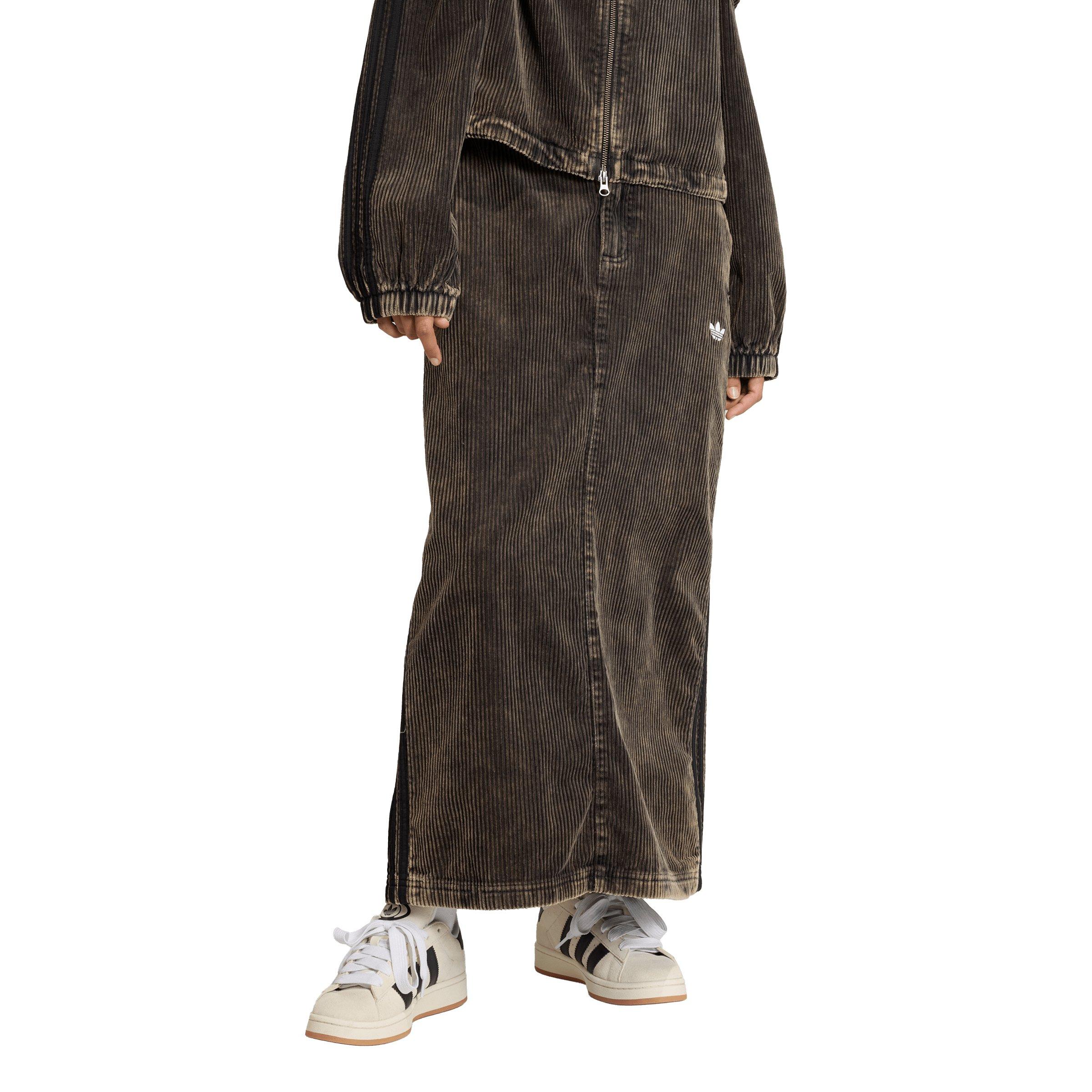 adidas Originals Women's Corduroy Maxi Skirt - Black - BLACK Thumbnail View 1