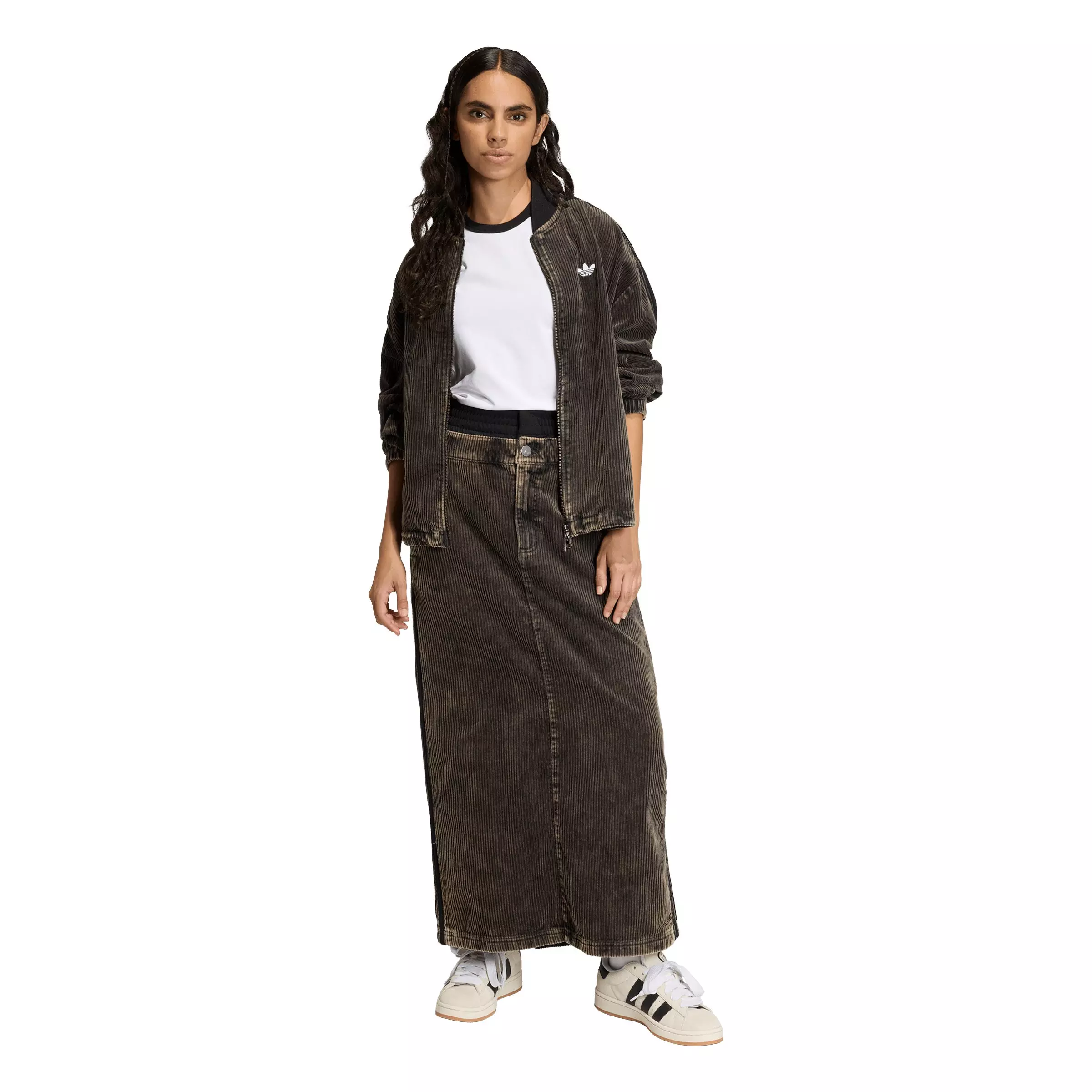 adidas Originals Women's Corduroy Maxi Skirt - Black - BLACK