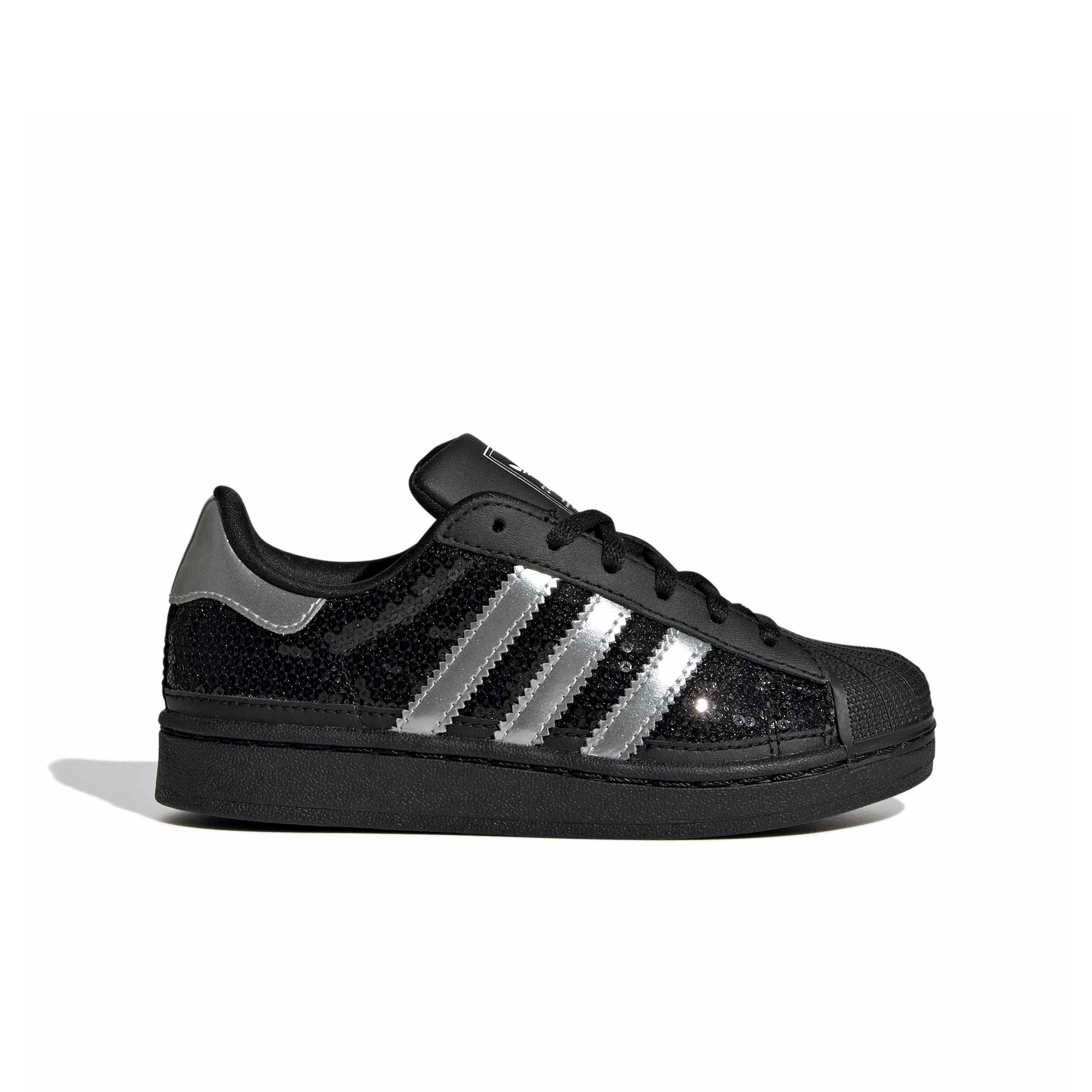 adidas Originals Superstar II "Core Black/Silver Metallic/Ftwr White" Preschool Girls' Shoe - BLACK/SILVER/WHITE