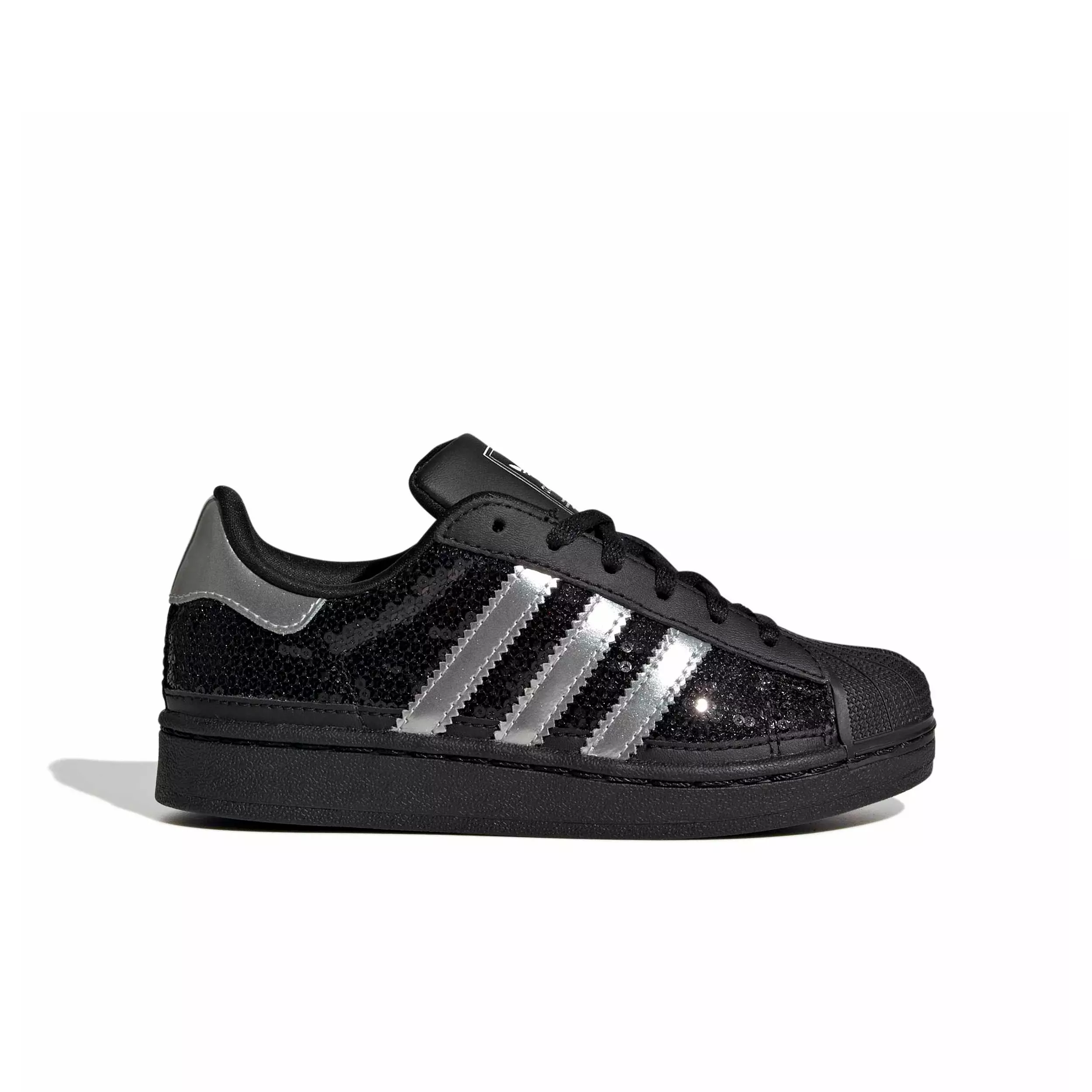 adidas Originals Superstar II "Core Black/Silver Metallic/Ftwr White" Preschool Girls' Shoe - BLACK/SILVER/WHITE