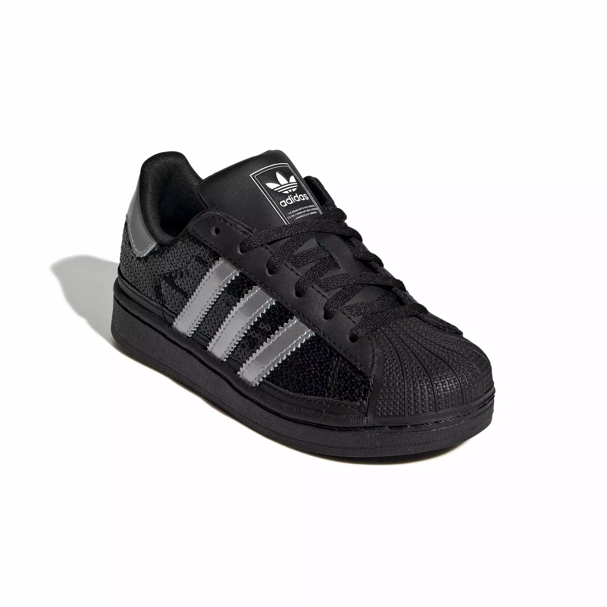 adidas Originals Superstar II "Core Black/Silver Metallic/Ftwr White" Preschool Girls' Shoe - BLACK/SILVER/WHITE