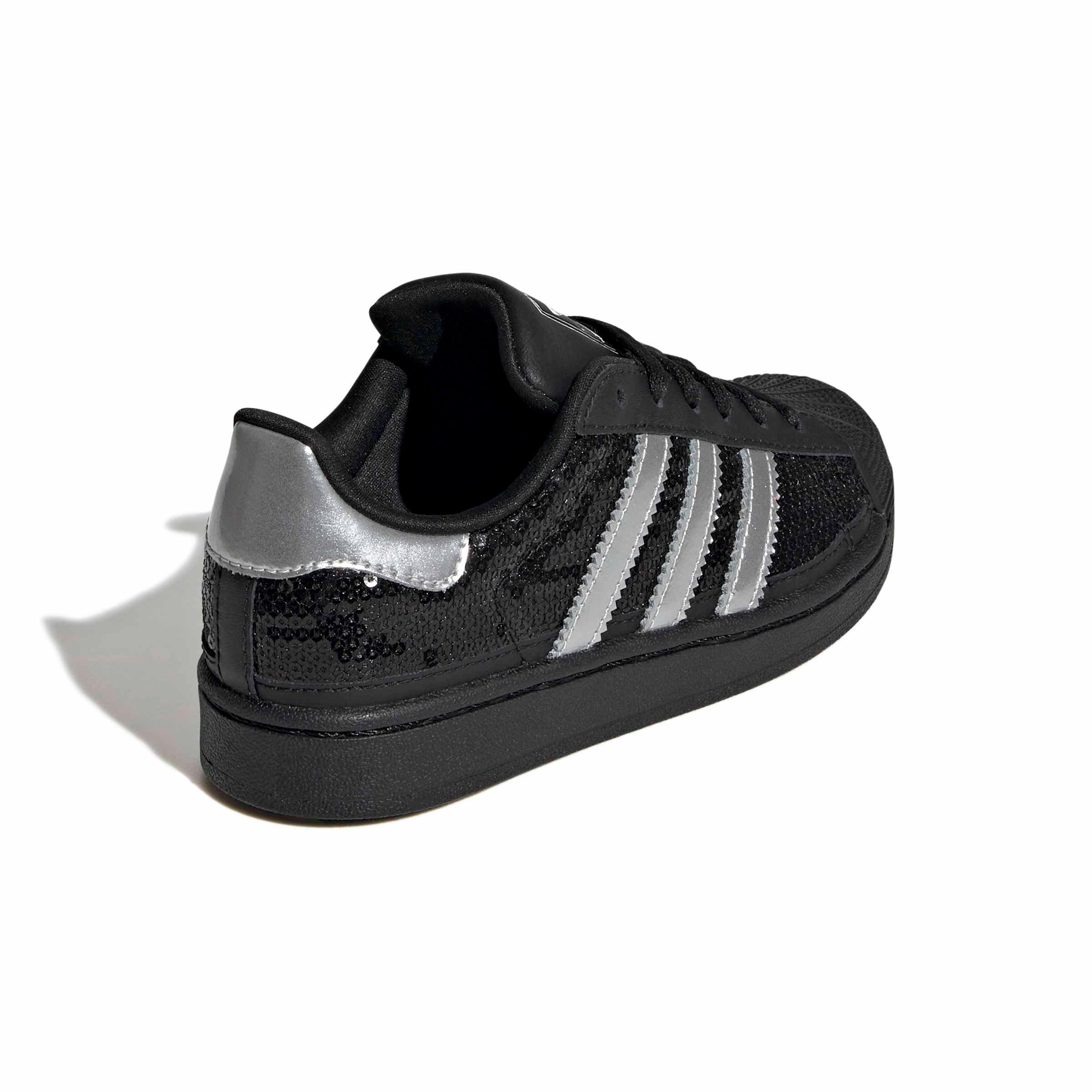 adidas Originals Superstar II "Core Black/Silver Metallic/Ftwr White" Preschool Girls' Shoe - BLACK/SILVER/WHITE