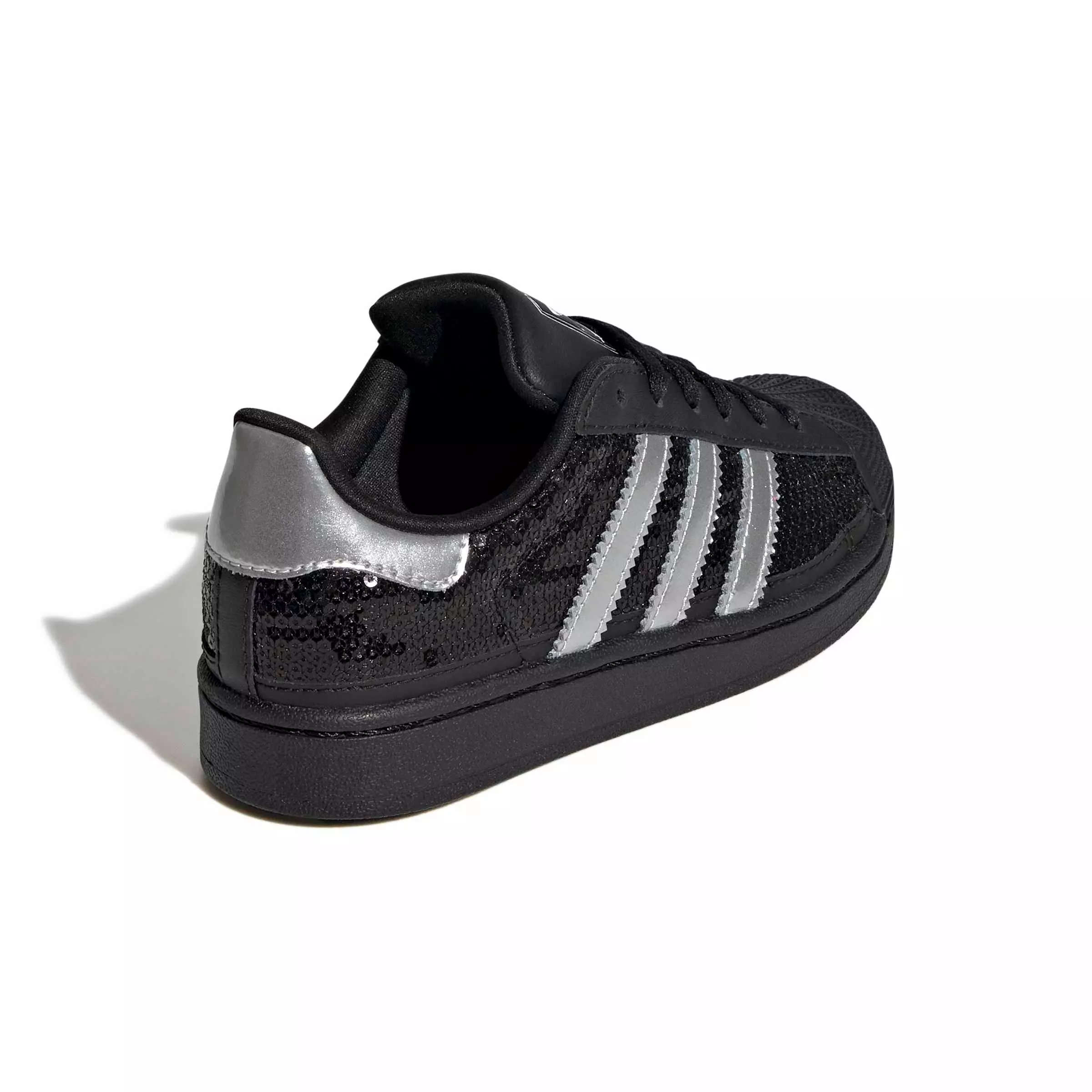 adidas Originals Superstar II "Core Black/Silver Metallic/Ftwr White" Preschool Girls' Shoe - BLACK/SILVER/WHITE